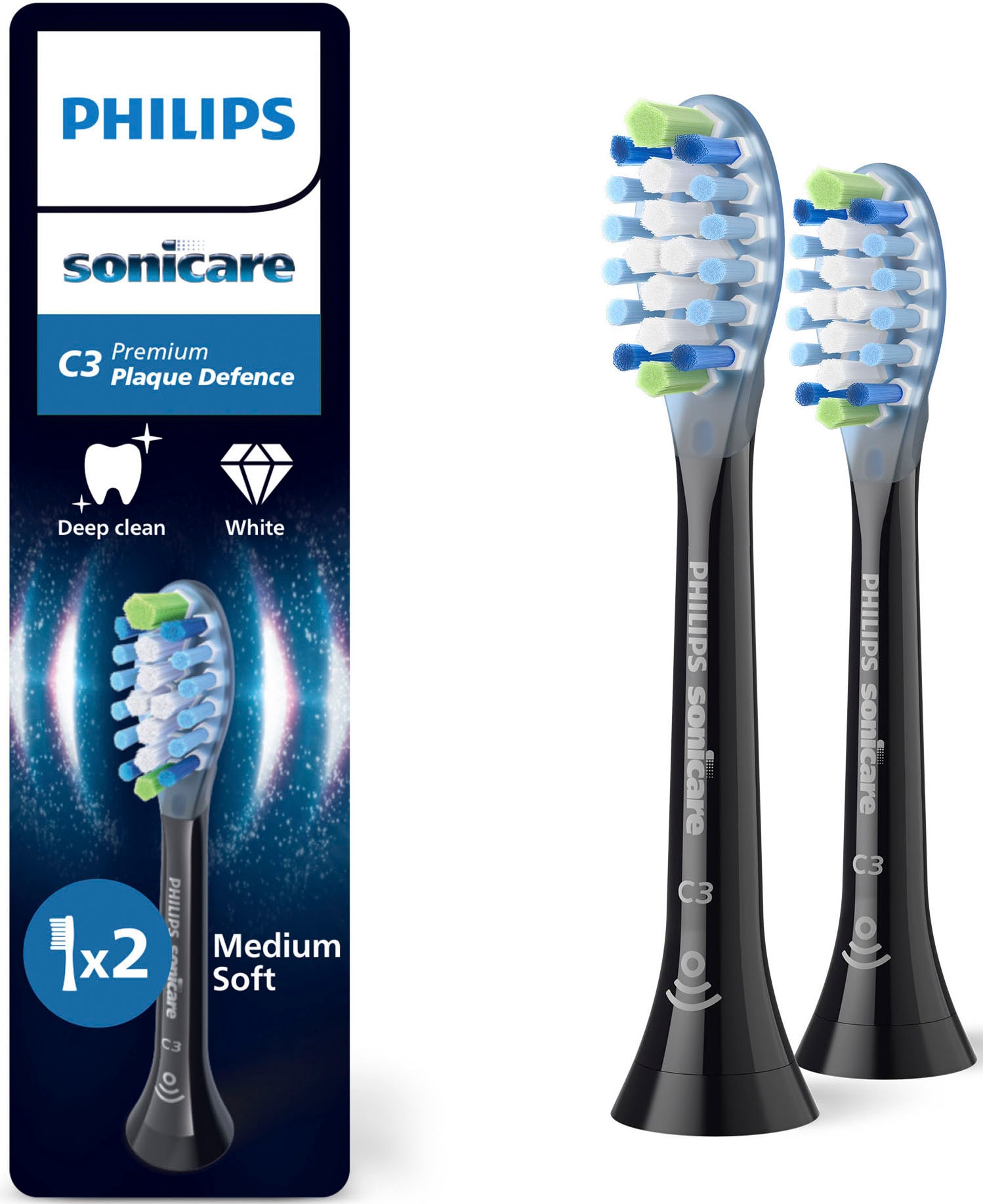 Philips Sonicare Aufsteckbürsten "C3 Premium Plaque Defence" für extra gründliche Plaque-Entfernung, für jedes Sonicare Handstück