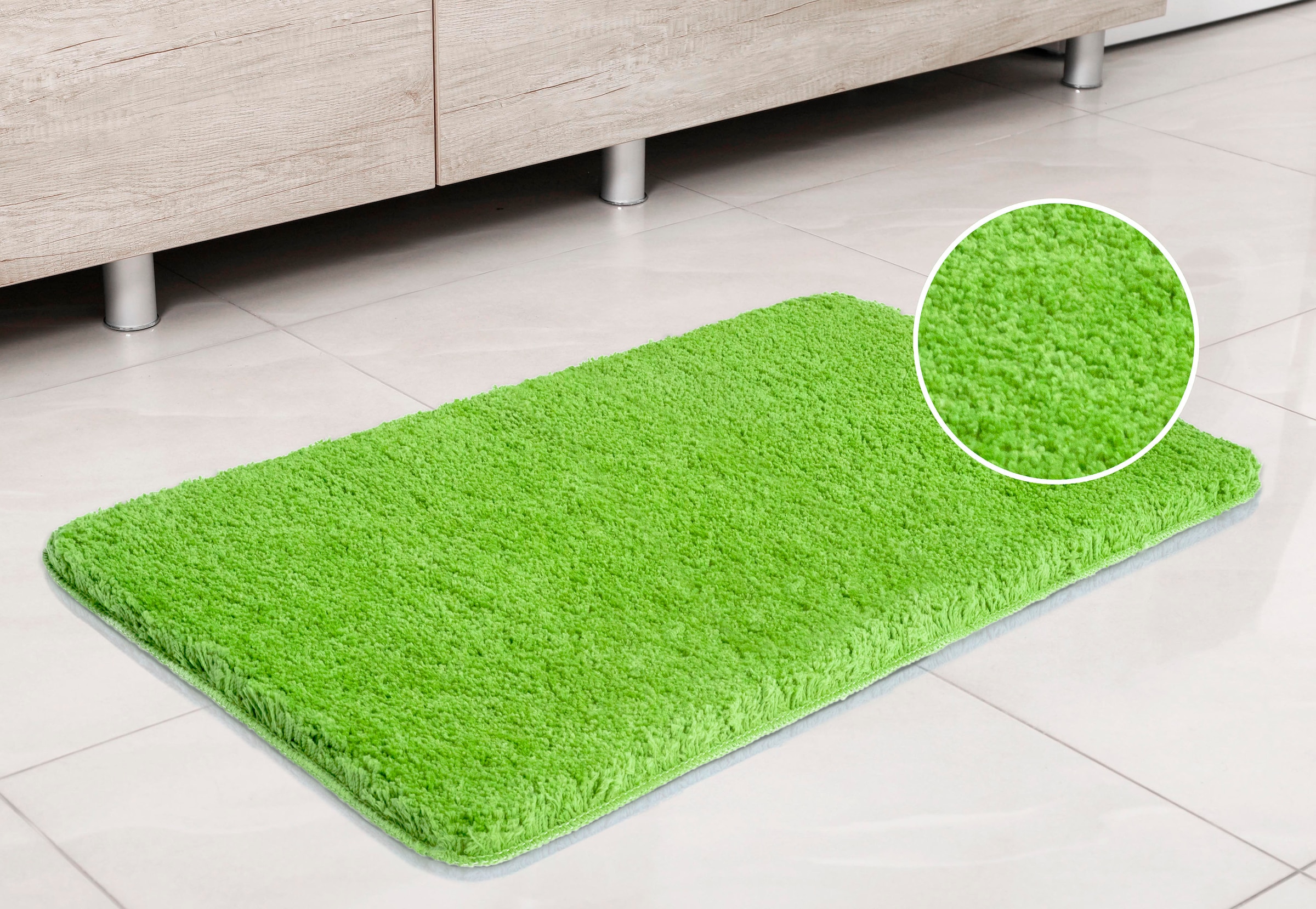 my home Badematte »Sanremo, Badvorleger, Badezimmer Teppich, sehr weich«, rutschhemmend beschichtet, fussbodenheizungsgeeignet-schnell trocknend, Badteppich, unifarben, rechteckig, rund & als 3-tlg. Set erhältlich