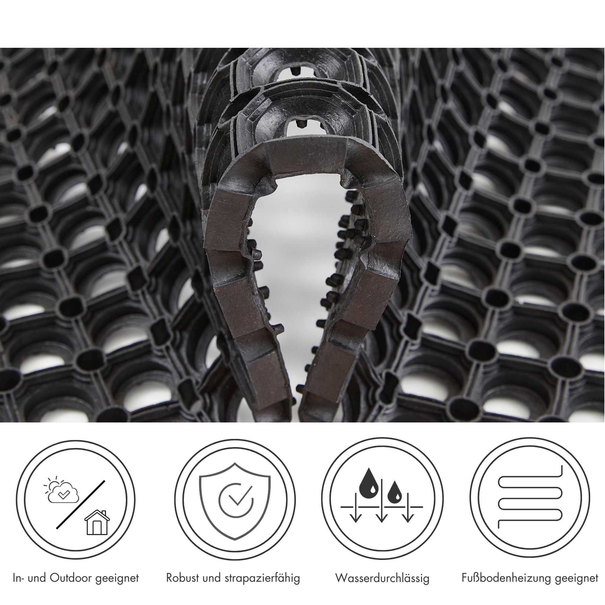 Andiamo Fussmatte »Gummi Ringmatte«, rechteckig, 15 mm Höhe, Schmutzfangmatte, In- und Outdoor geeignet, besonders robust