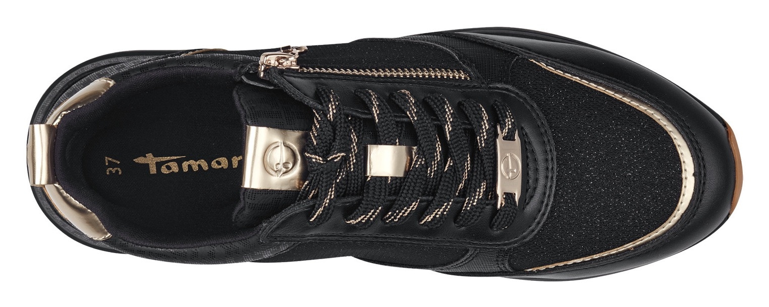 Tamaris Keilsneaker, Freizeitschuh, Halbschuh, Schnürschuh, trendige Metallic-Details