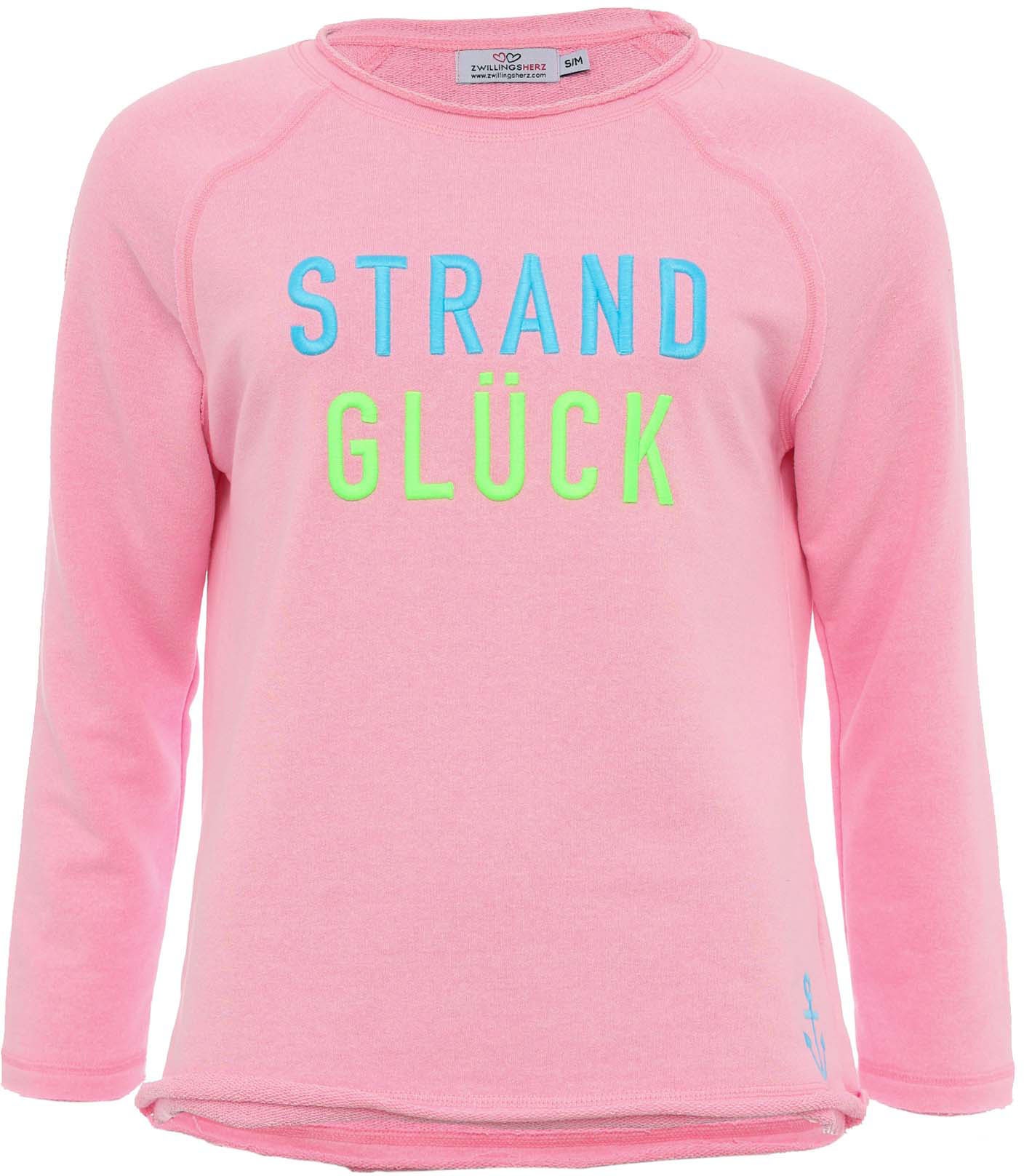 Zwillingsherz Langarmshirt, mit aufgesticktem "Strandglück"