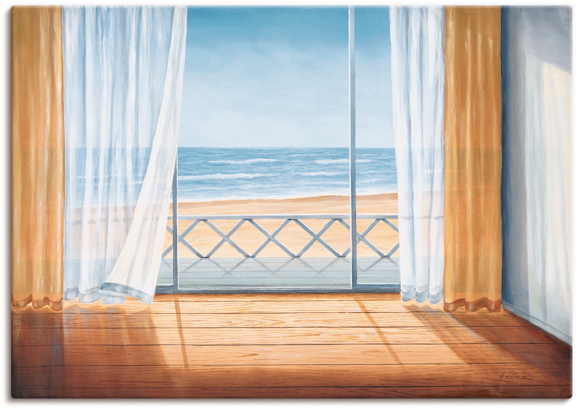 Artland Wandbild »Terrasse mit Meerblick«, Fensterblick, (1 St.), als Alubild, Outdoorbild, Leinwandbild in verschied. Grössen