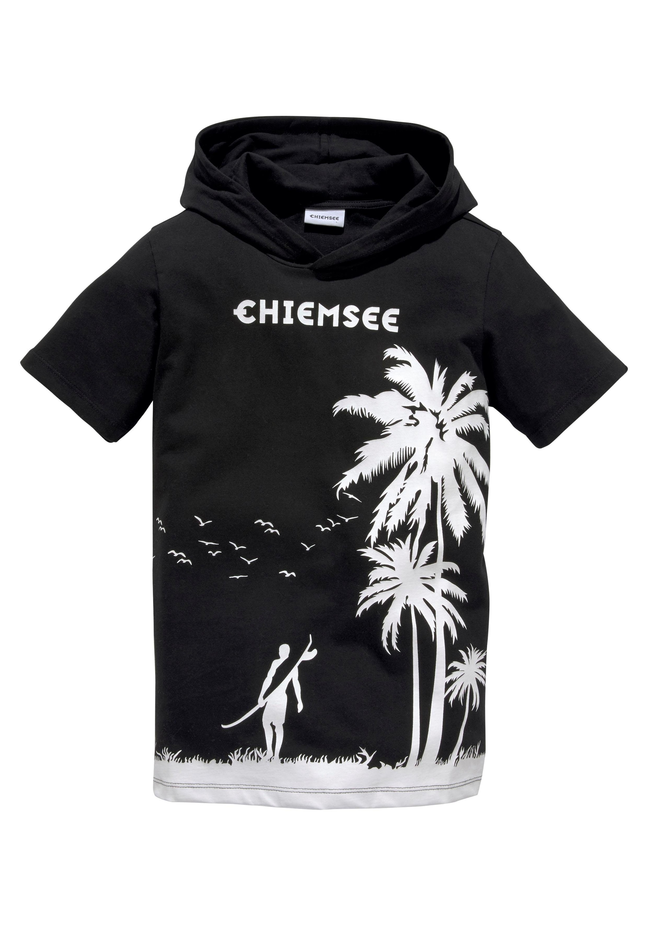 Chiemsee T-Shirt »mit Palmendruck«, kurzärmelig, bedruckt, mit Kapuze, aus Baumwolle, aus Jersey-Stoff