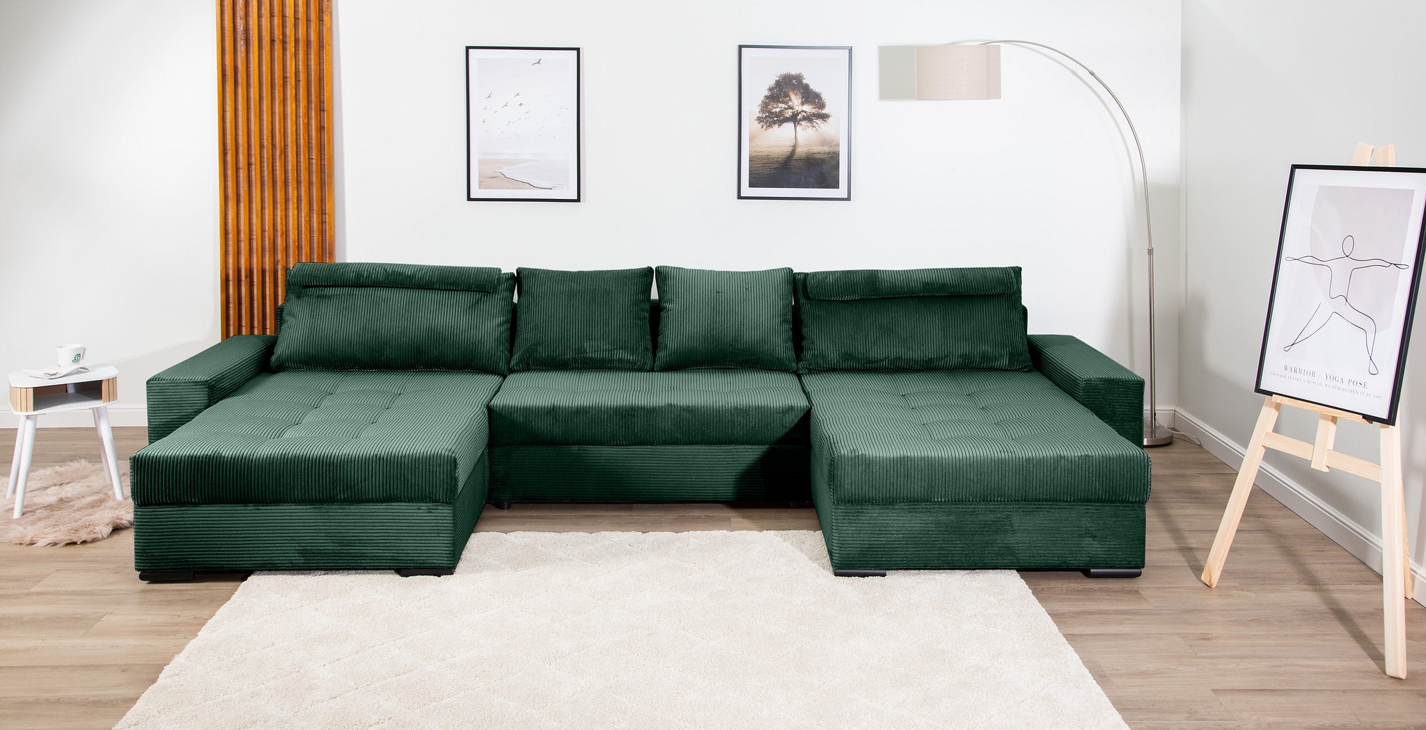 COLLECTION AB Wohnlandschaft »Josy XXXL-Relax U-Form, B: 352 cm«, mit Bettfunktion, Bettkasten & 2 Nackenkissen, Federkern
