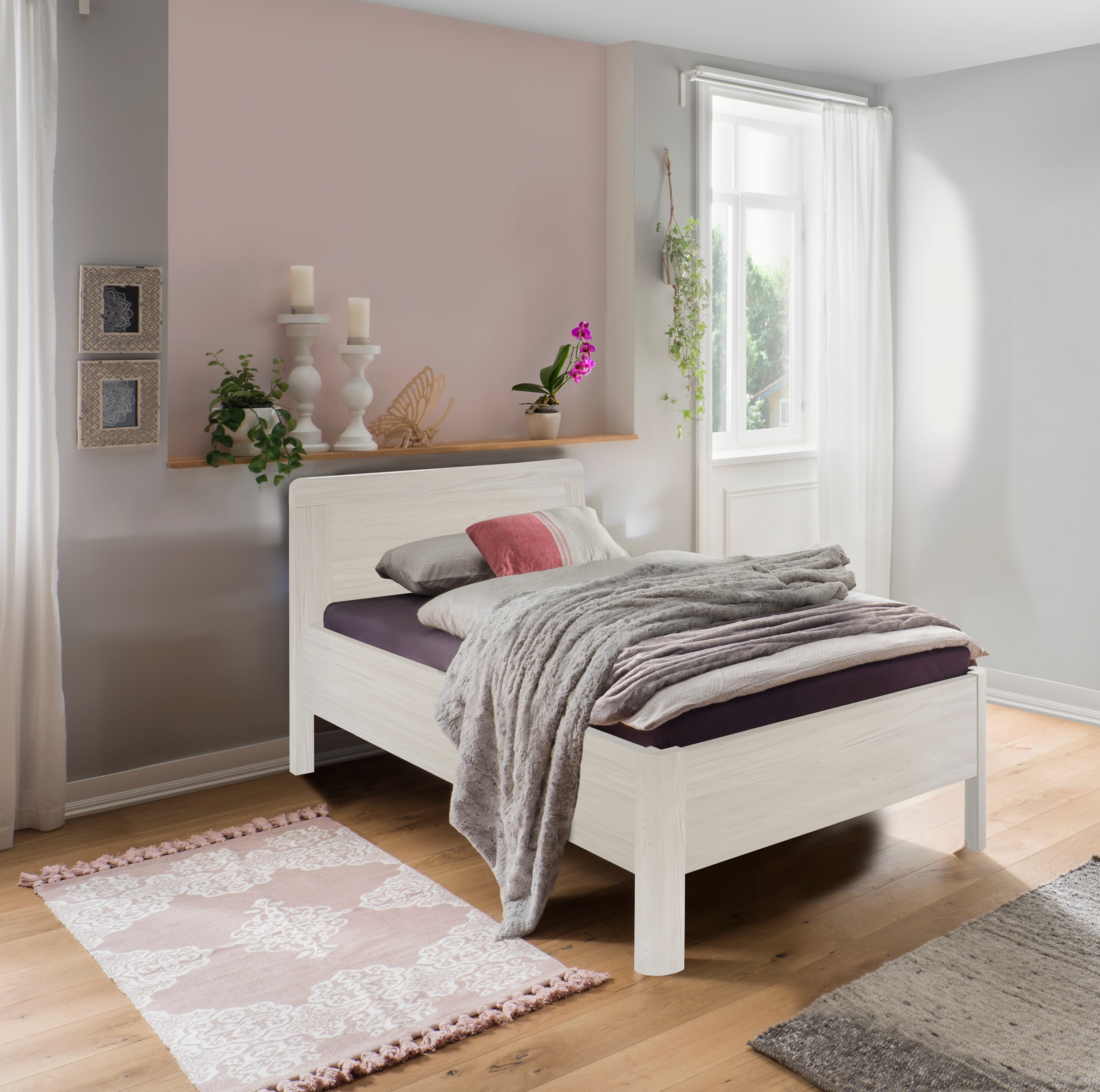 WIEMANN Holzbett »Bern, Bettgestell, Bettrahmen, für Schlafzimmer«, (4-fache Liegehöhenverstellung, MADE IN GERMANY), verschiedene Grössen und Farben, in Komforthöhe