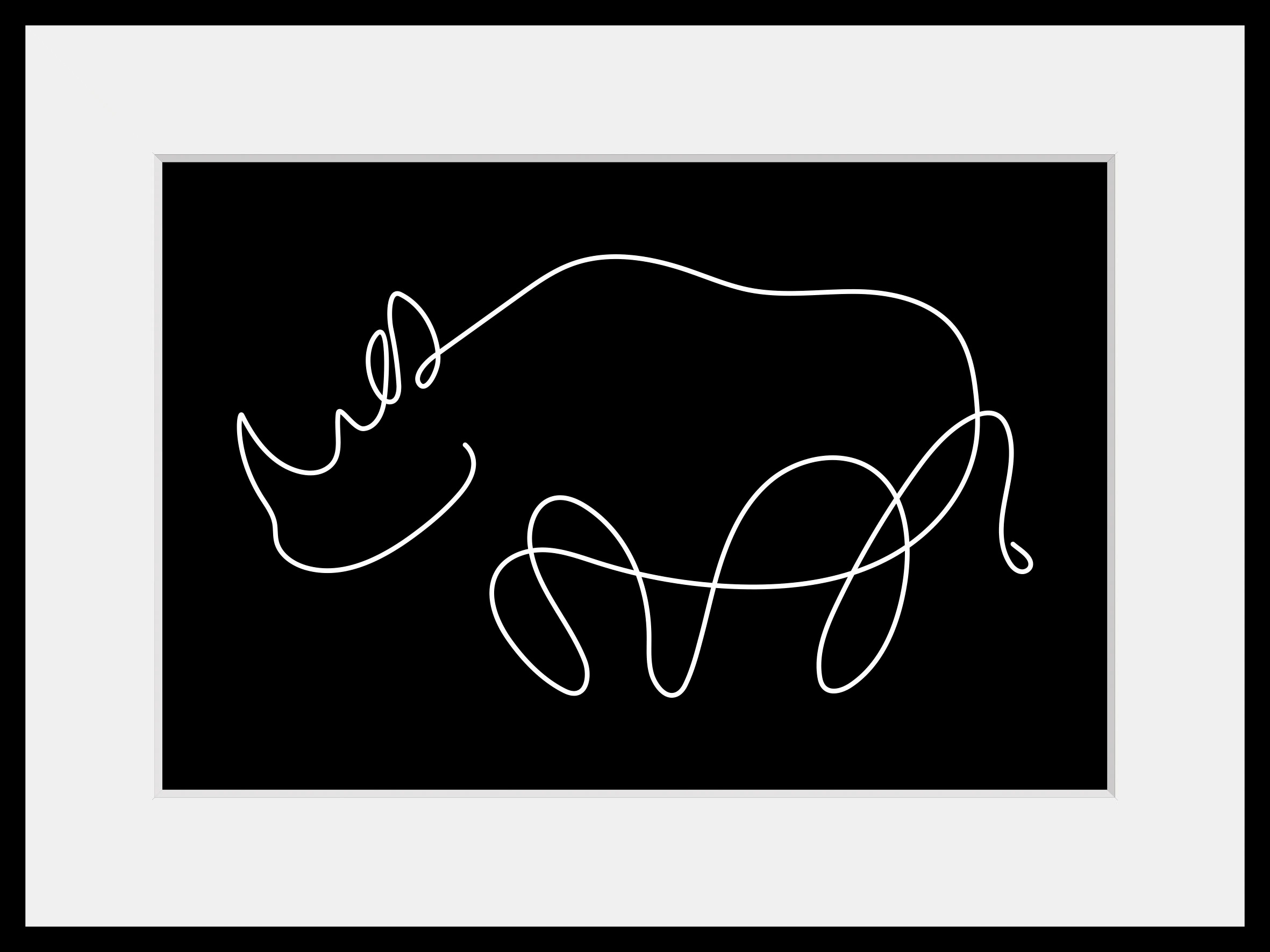 queence Bild »Sylvester«, Tiere-Wildtiere-Nashorn, (1 St.), HD Premium Poster-Druck inkl. Holzrahmen