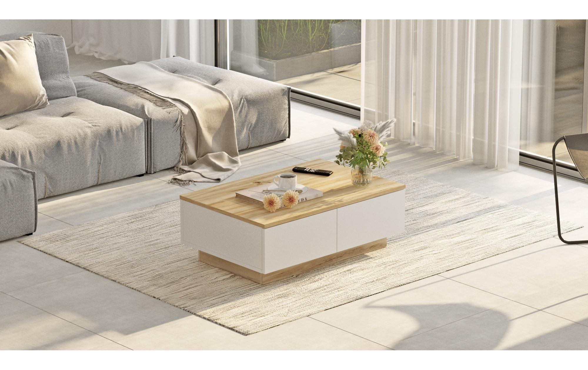 WOODY FASHION Beistelltisch »90 x 31,6 x 60 cm, Nature/Weiss«