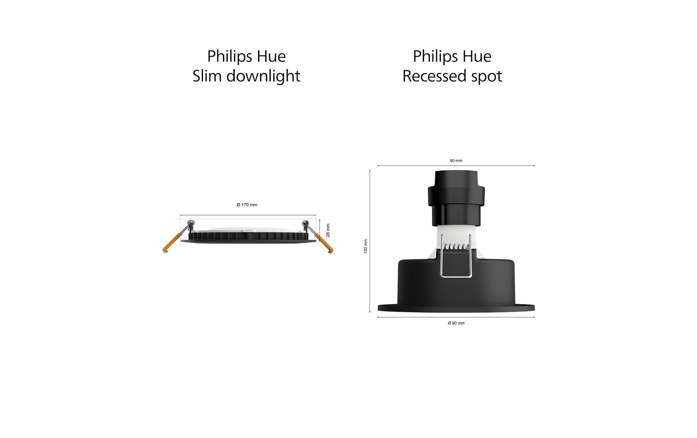 Philips Hue LED Deckenleuchte »White & Color Ambiance Slim Recessed 170 mm schwarz«