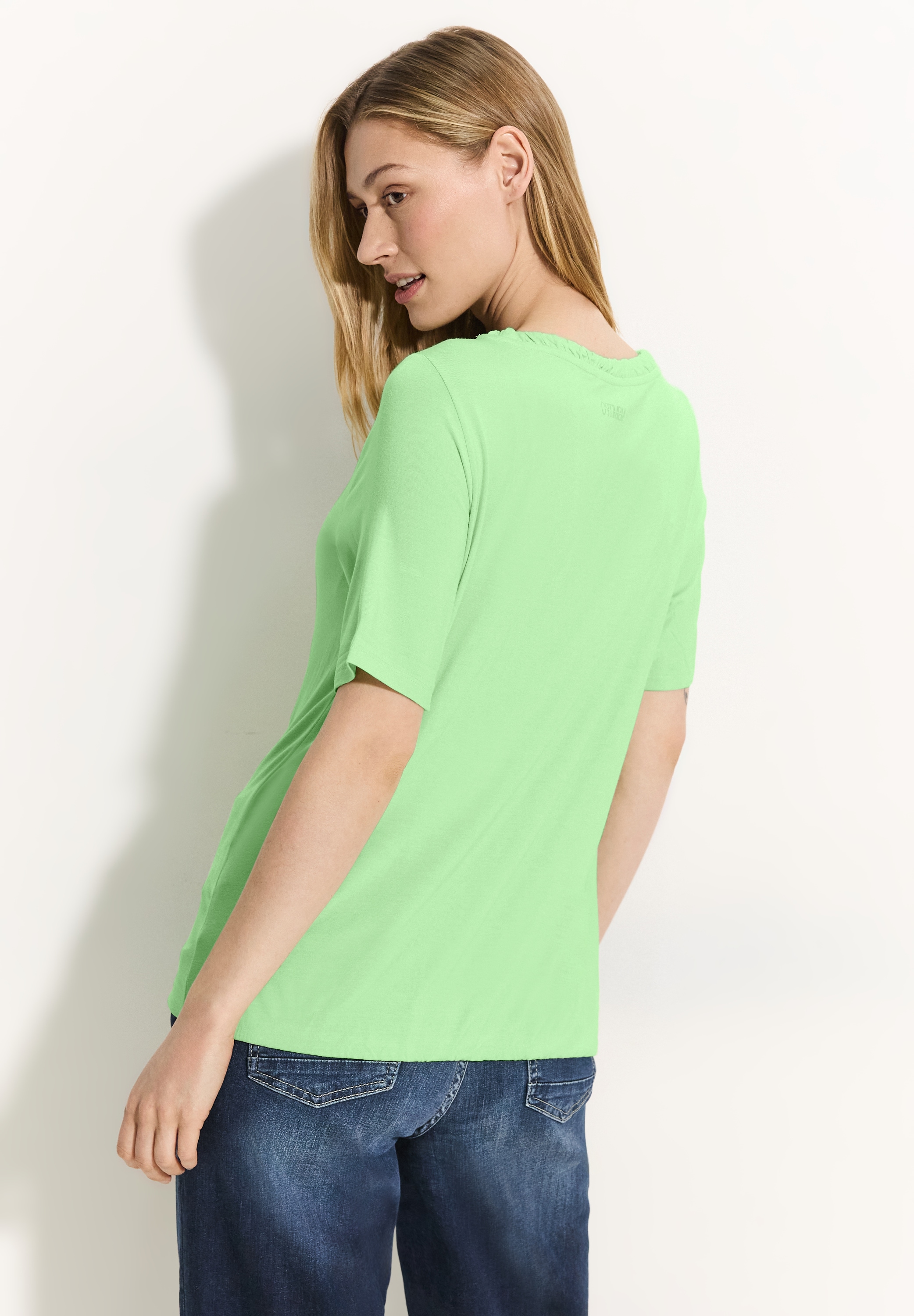 Cecil T-Shirt, mit gerafftem U-Boot-Ausschnitt