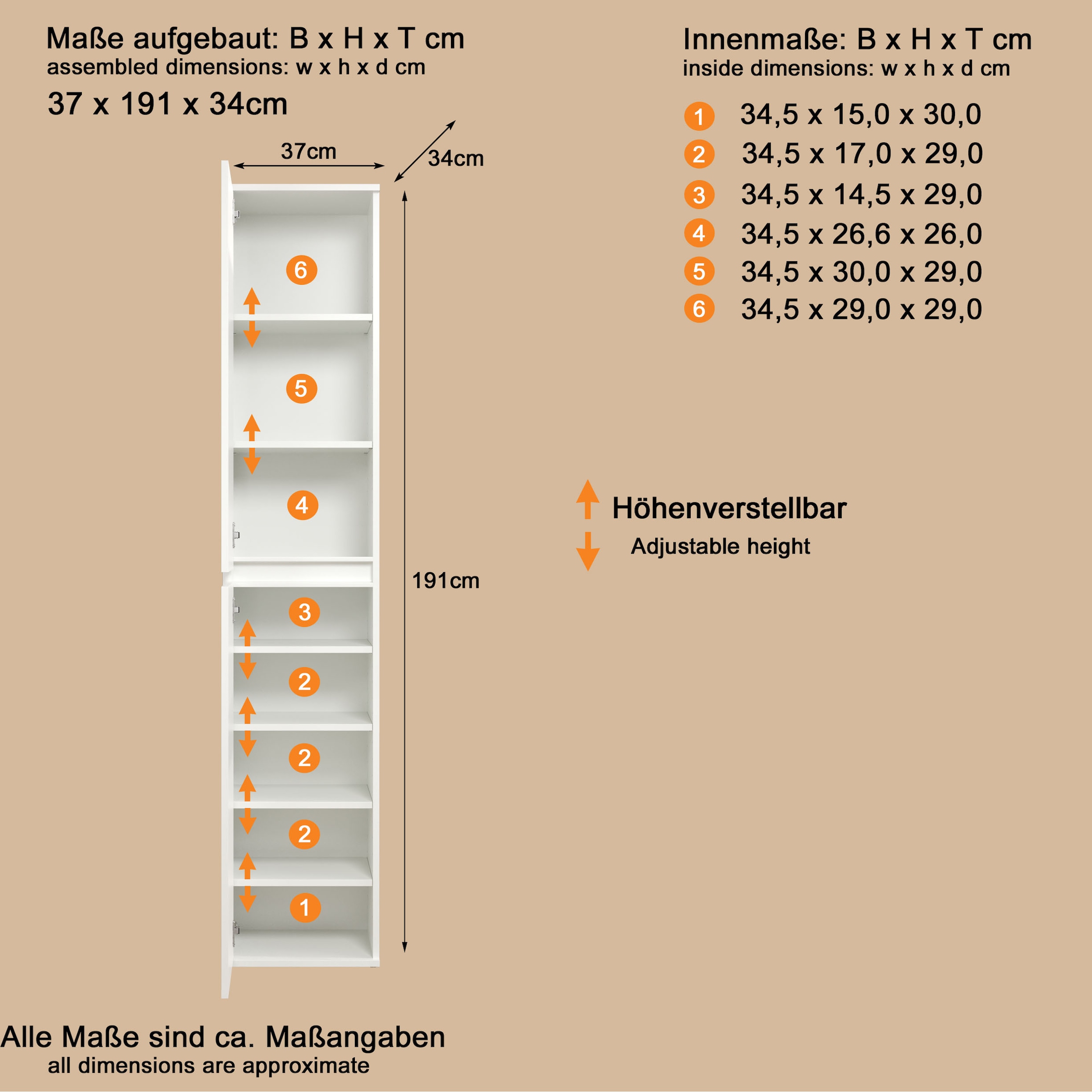 INOSIGN Mehrzweckschrank »Novara«, Mehrzweckschrank mit Kleiderstange - (B/T/H) nach Wahl 37-74/34/191 cm