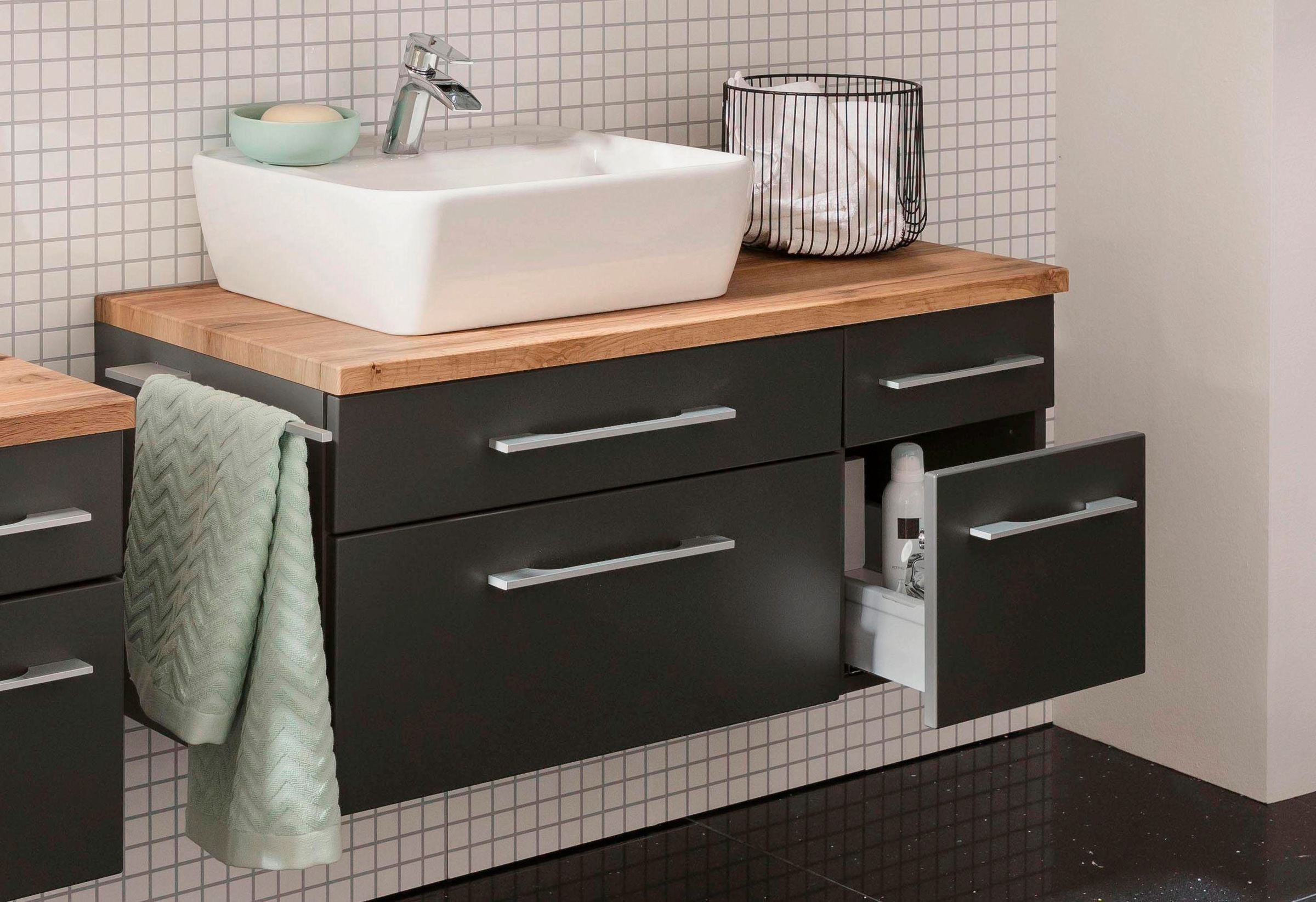 welltime Waschbeckenunterschrank »Davos«, Badmöbel, Waschtisch inkl. Waschbecken, Breite 90 cm