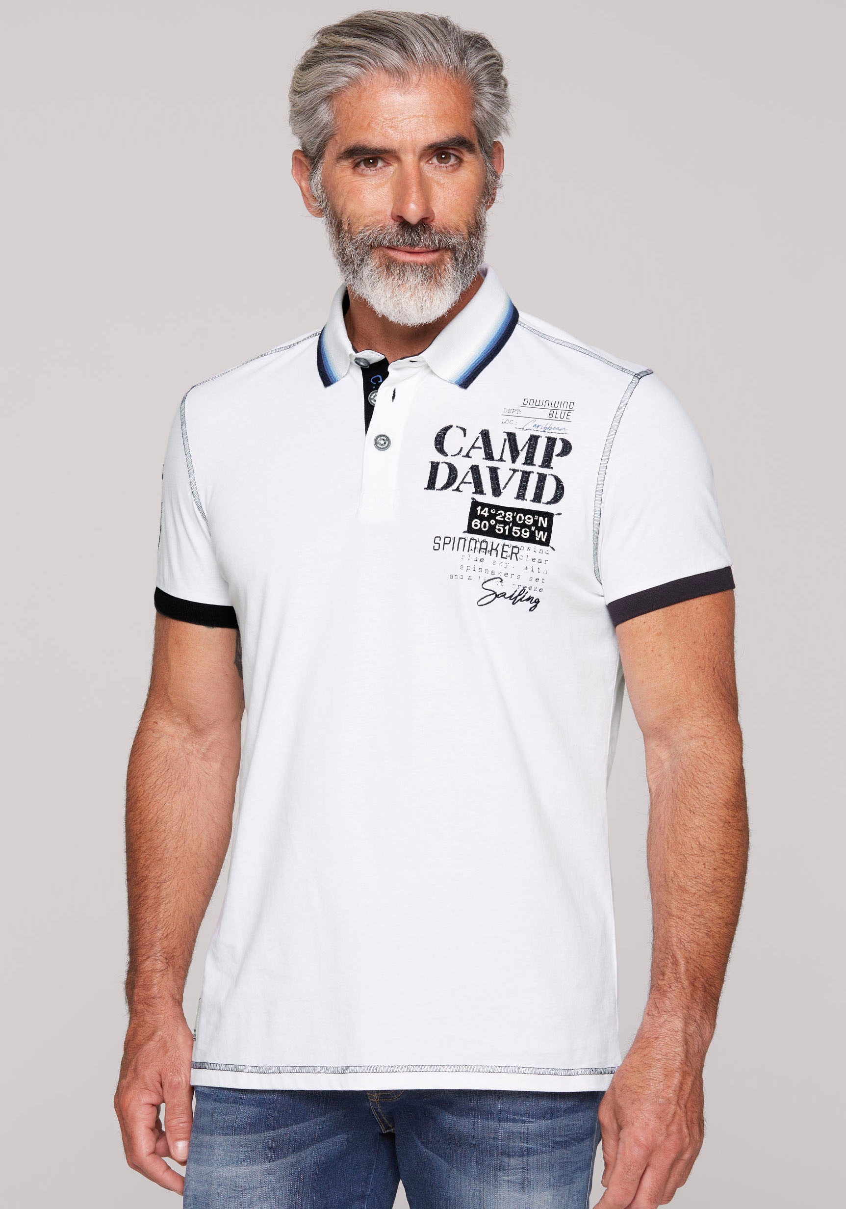 CAMP DAVID Poloshirt, mit Logo-Applikationen