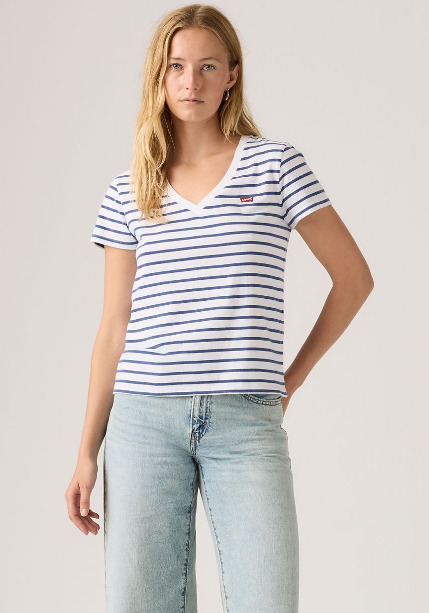 Levis V-Shirt "PERFECT VNECK" mit Mini-Batwing-Logostickerei