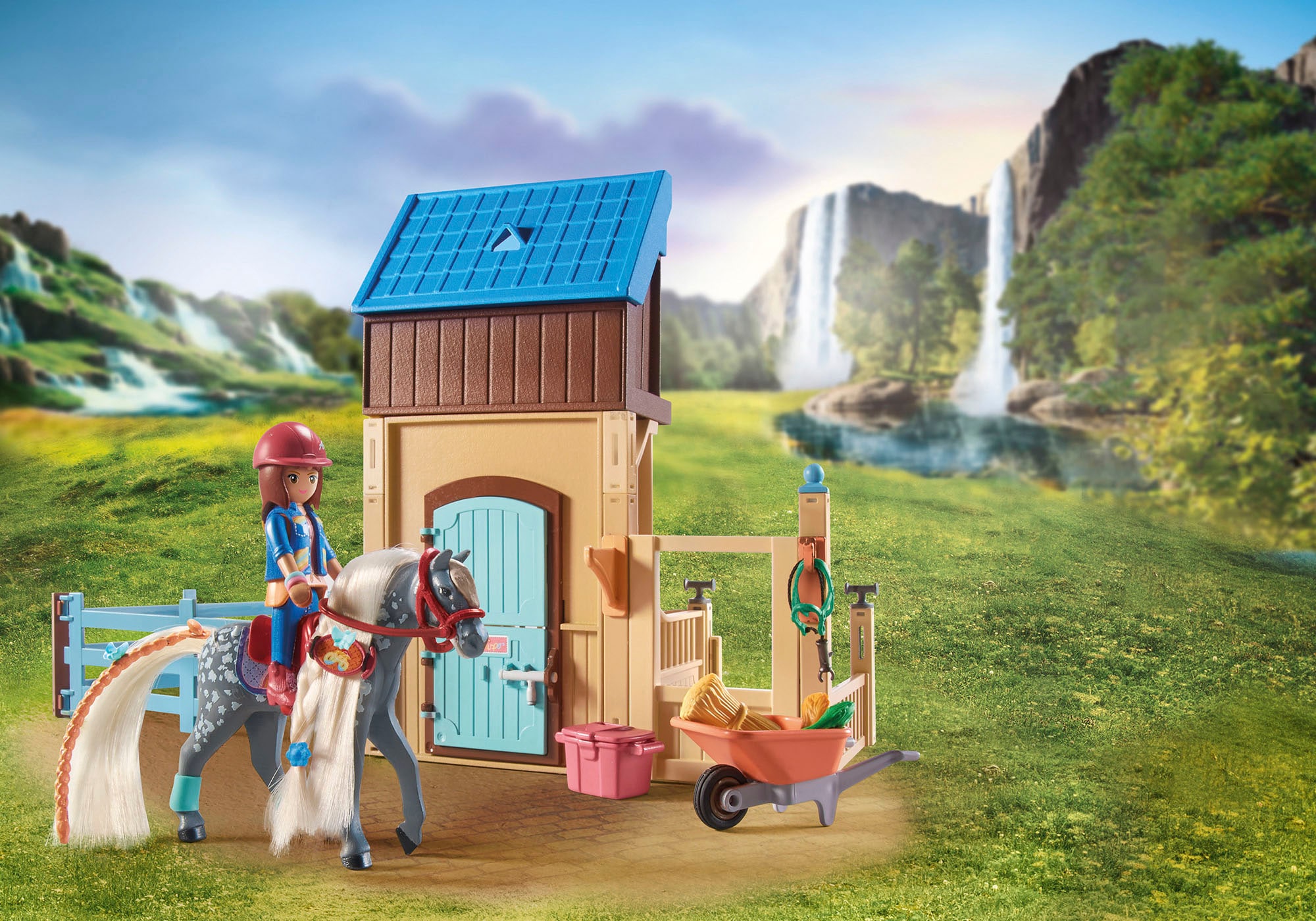 Playmobil® Konstruktions-Spielset »Amelia & Whisper mit Pferdebox (71353), Horses of Waterfall«, (117 St.), teilweise aus recyceltem Material