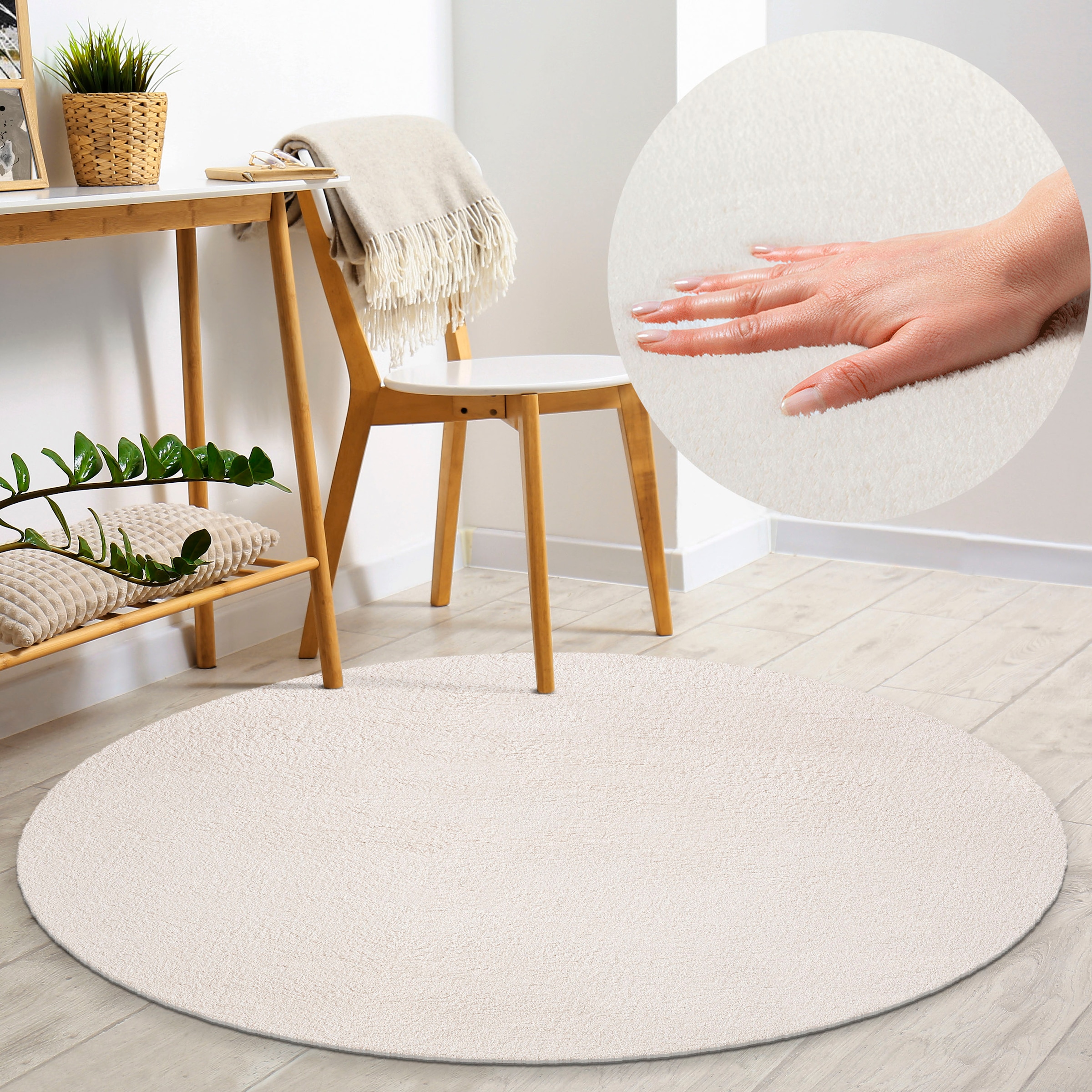 merinos Teppich »Loft 37«, rund, 16 mm Höhe, Kunstfellteppich besonders weich und kuschelig, Fell Haptik