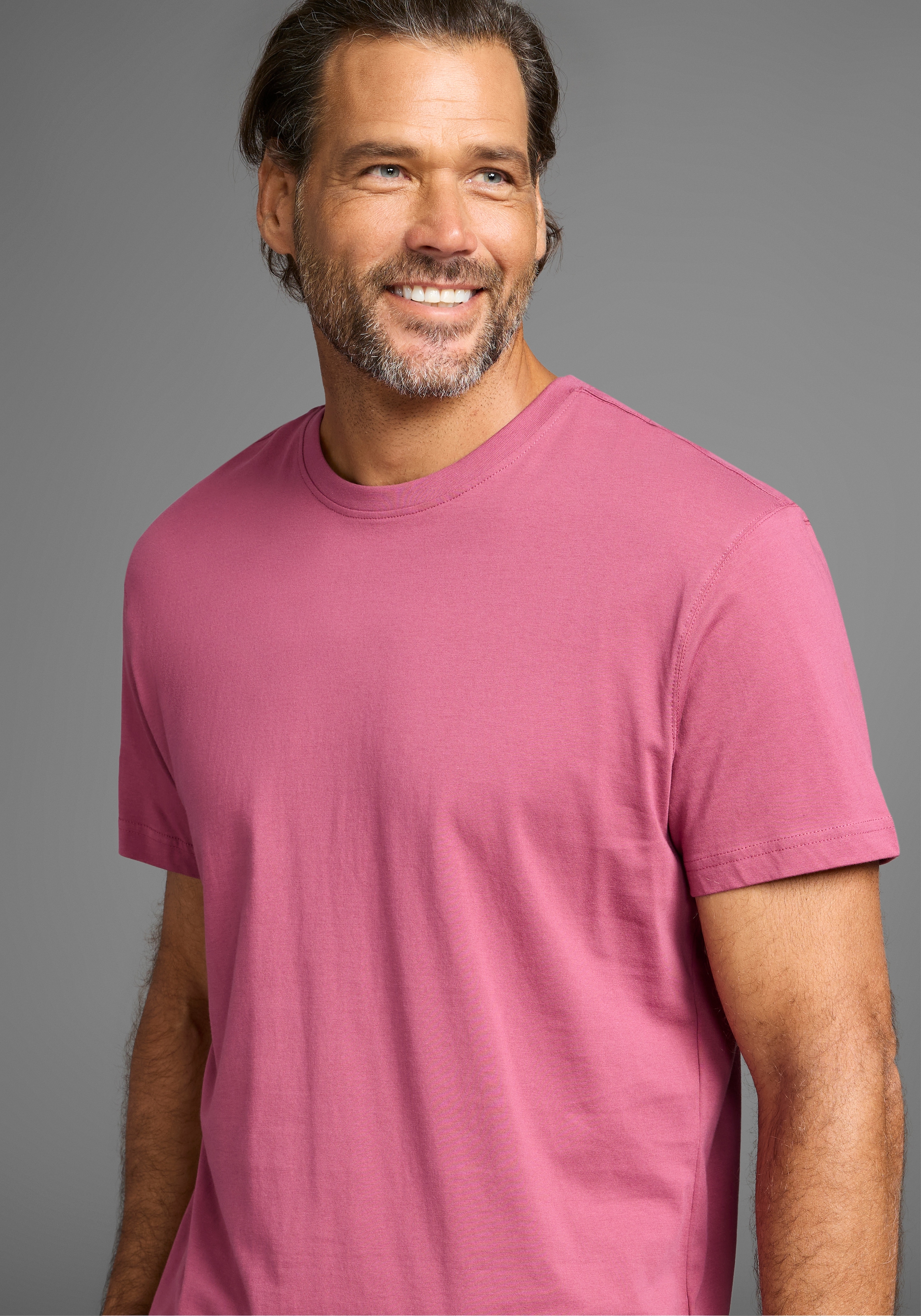 Man's World T-Shirt »neue Farben!«, (3er-Pack), Kurzarm, unifarben, Rundhals, aus Baumwolle
