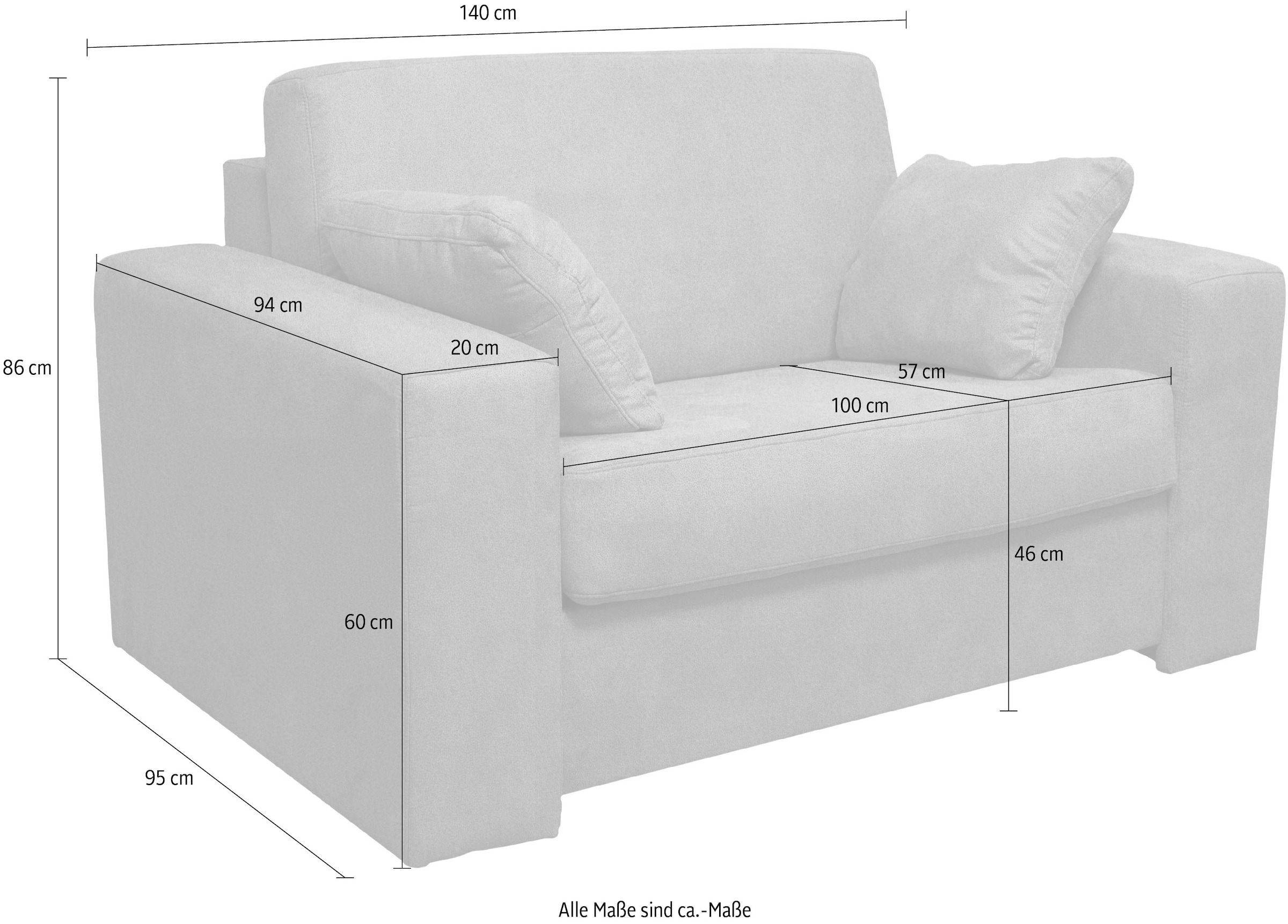 Home affaire Sessel »Roma Matratzenhöhe 140cm«, Dauerschlaffunktion, mit Unterfederung, Liegemasse ca 83x198 cm