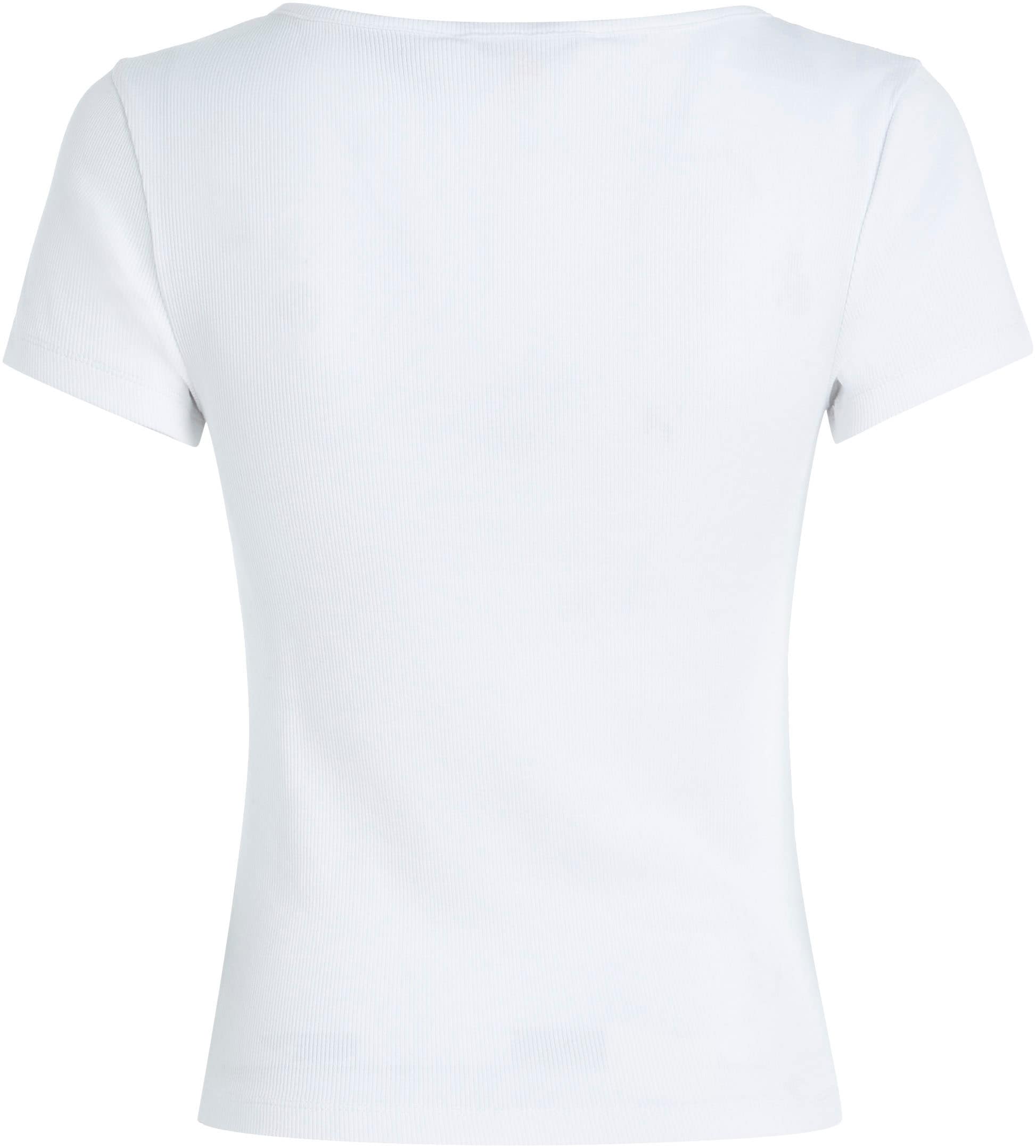 Tommy Jeans T-Shirt »TJW Schweiz C-NECK«, BBY RIB bestellen online Logostickerei Jeans BUTTON mit bei Jelmoli-Versand Tommy