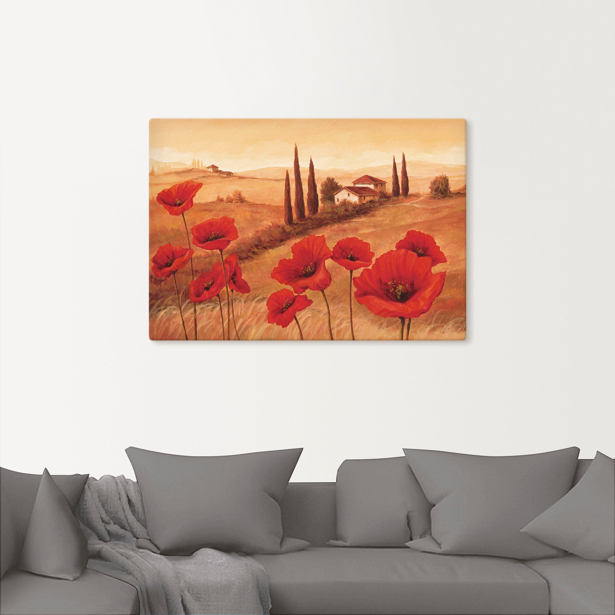 Artland Wandbild »Mohnblumen in der Toskana«, Europa, (1 St.), als Leinwandbild, Poster, Wandaufkleber in verschied. Grössen