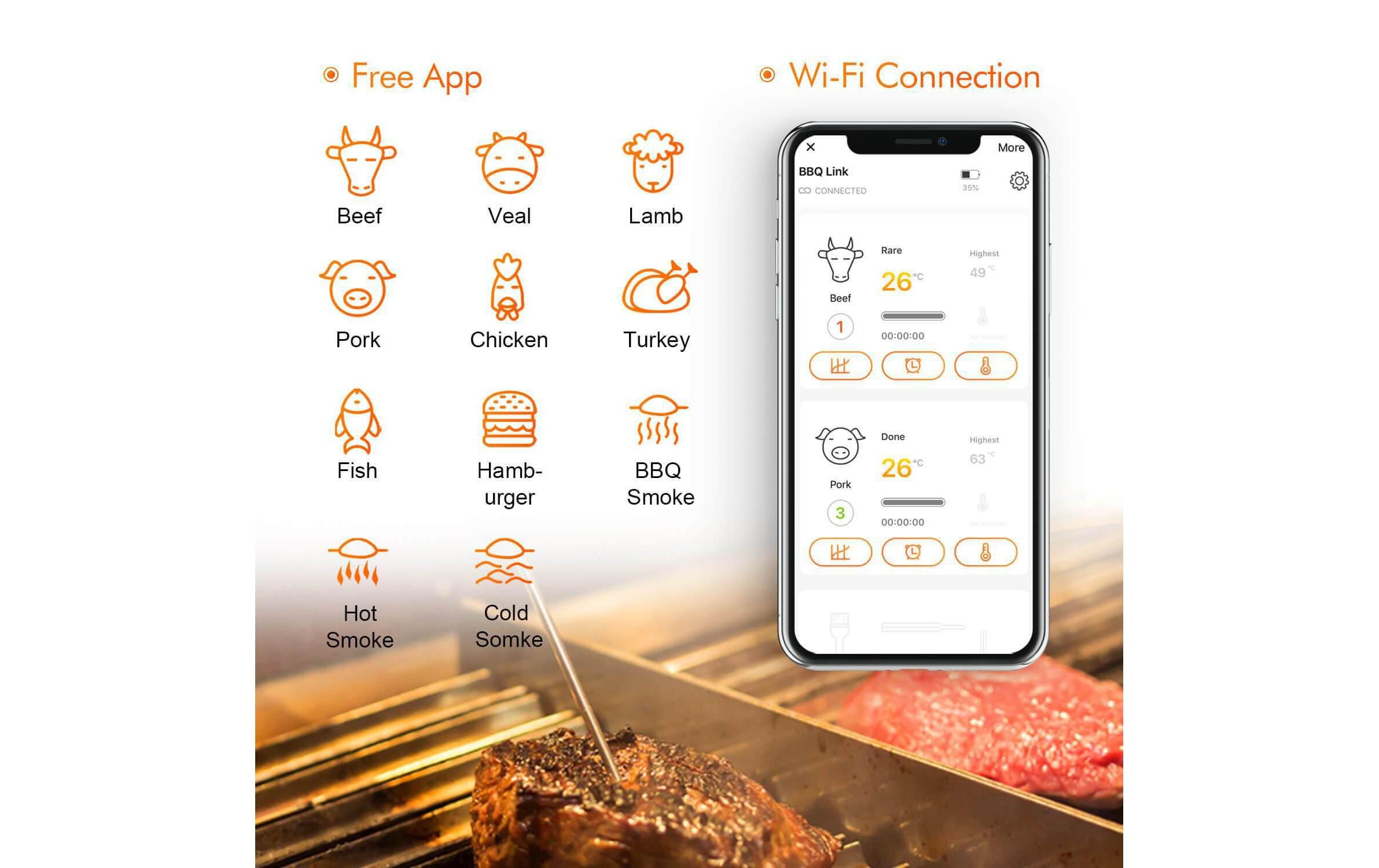 Bratenthermometer »Inkbird IBBQ-4T WiFi«