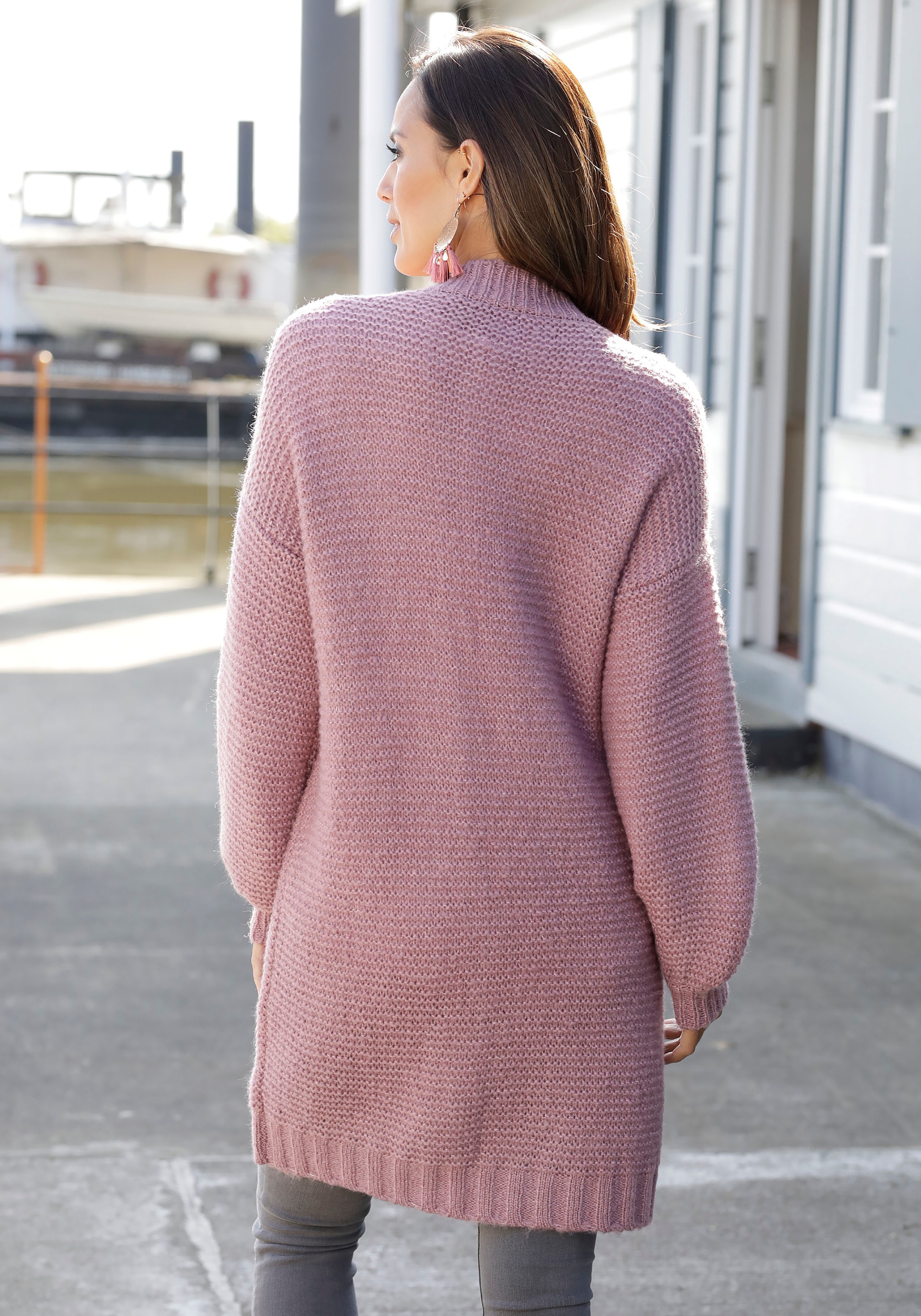 LASCANA Longstrickjacke, mit Zopfmuster, lässiger Cardigan aus Grobstrick, Sommerjacke