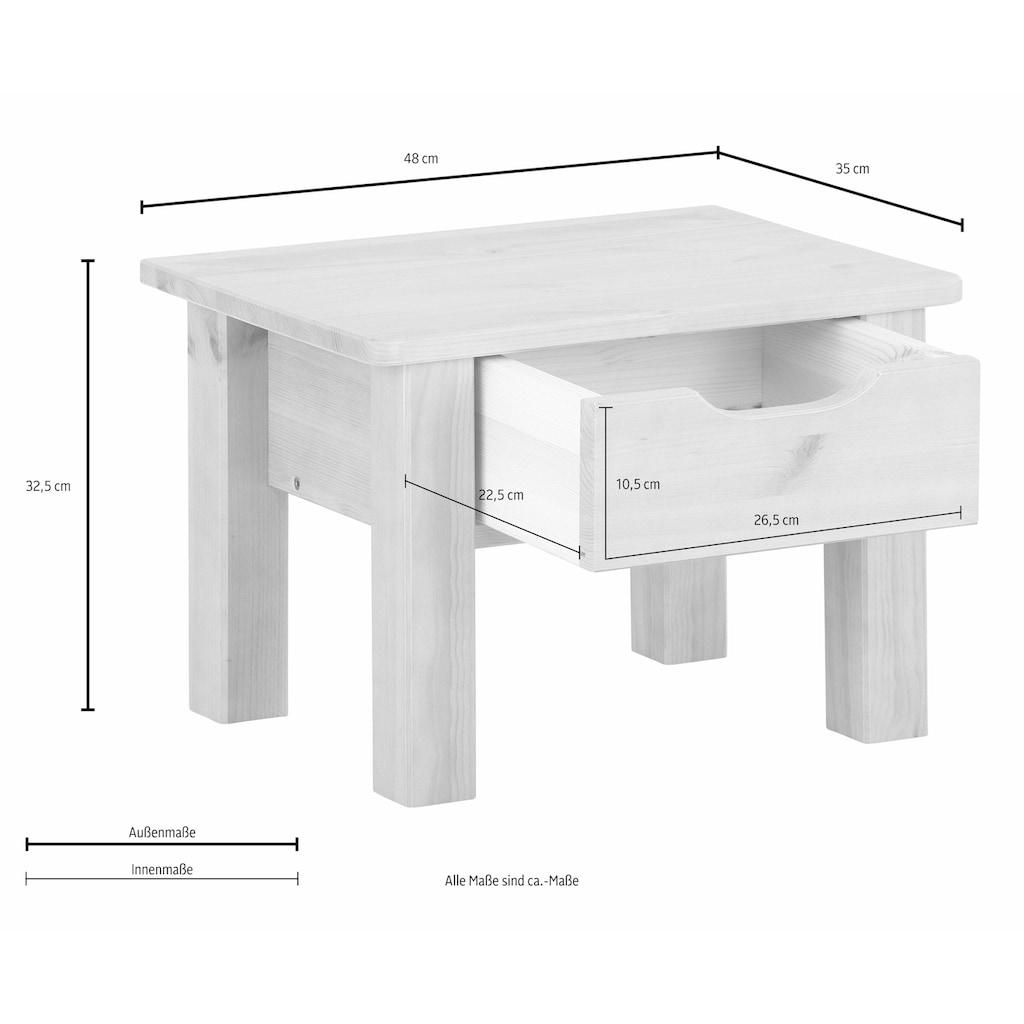 Home affaire Nachttisch »"KERO"«, zertifiziertes Massivholz, 1 Schubladen, ohne Griffe