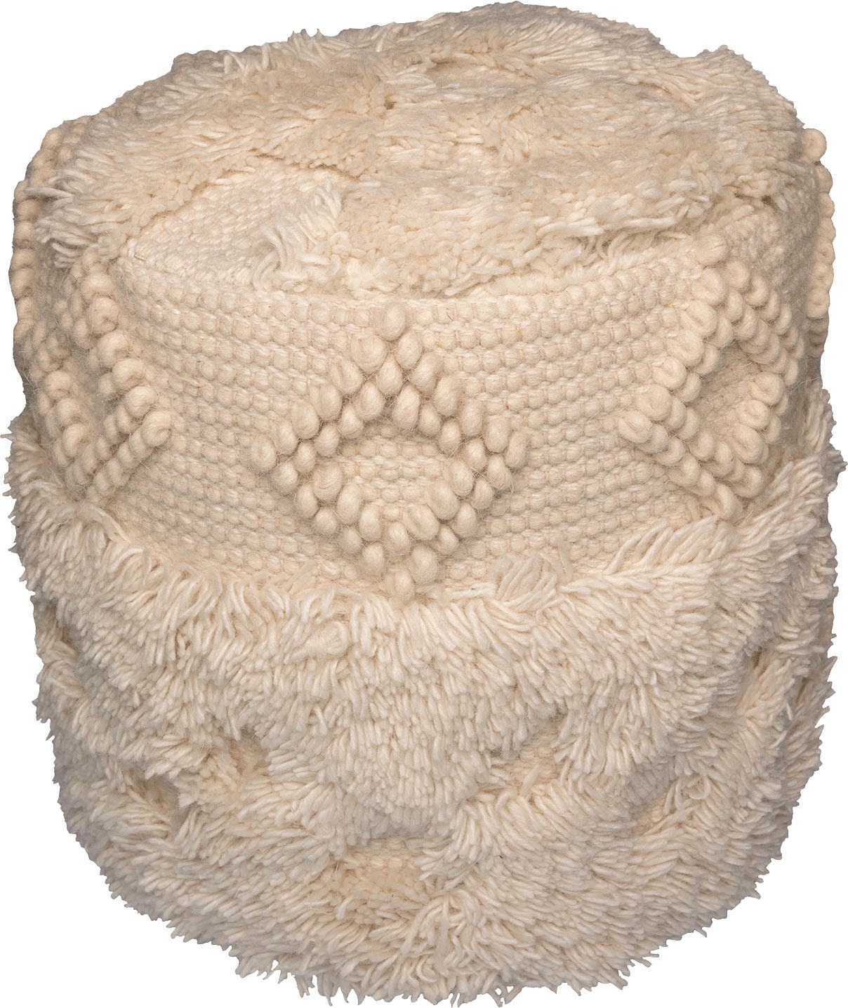 Kayoom Pouf »Bohist 125 35cm x 35cm,  Strukturen mit Fransen und Quasten«, (1 St.), handgefertigt, Unikat, sehr gut kombinierbar, vielfältig im Einsatz