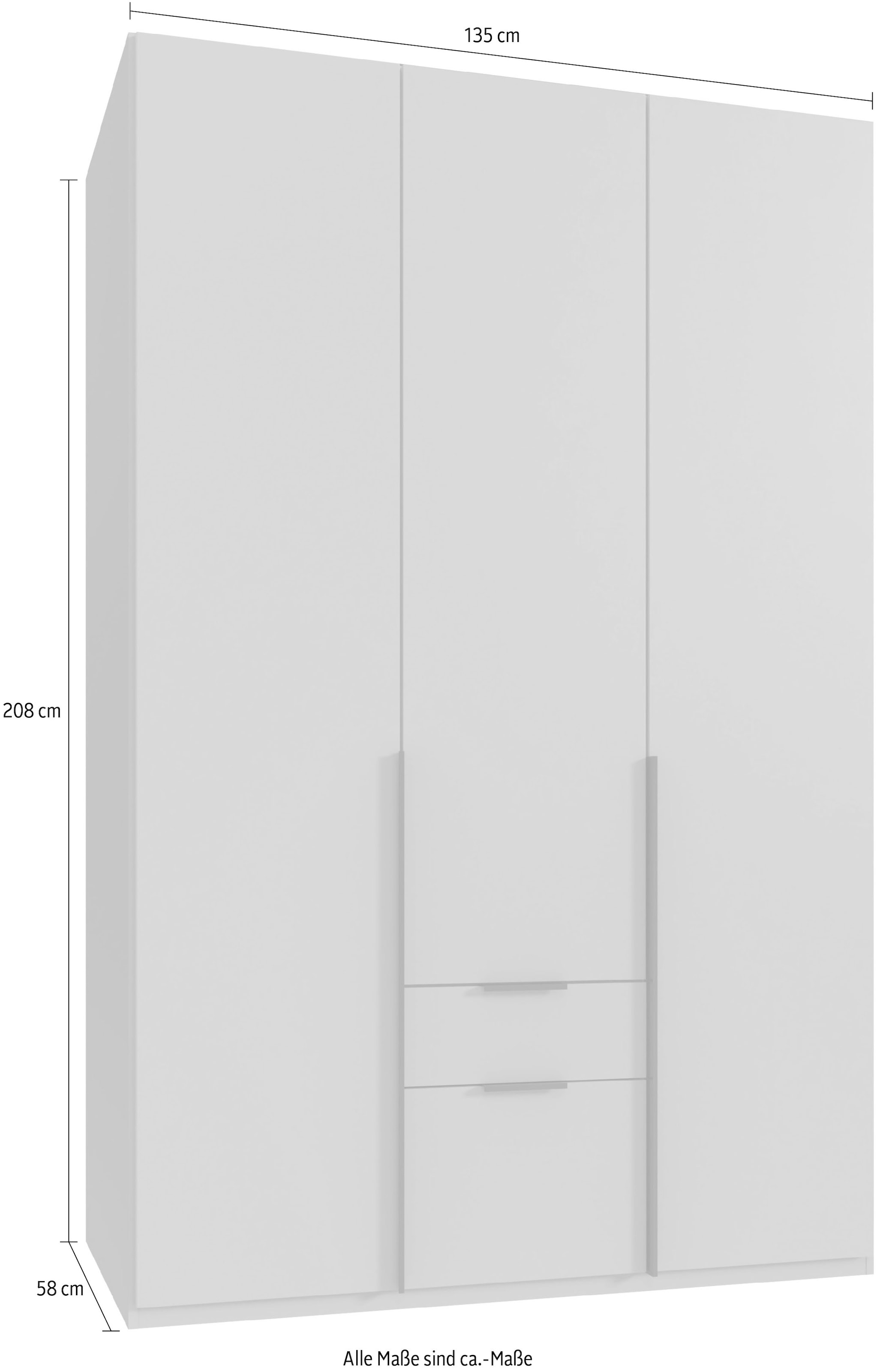 Wimex Kleiderschrank »Mugano, in vielen Breiten, 208 oder 236cm hoch, Made in Germany«, (mit langen oder kurzen Griffen aus Metall), wahlweise mit oder ohne Spiegel, mit Schubladen