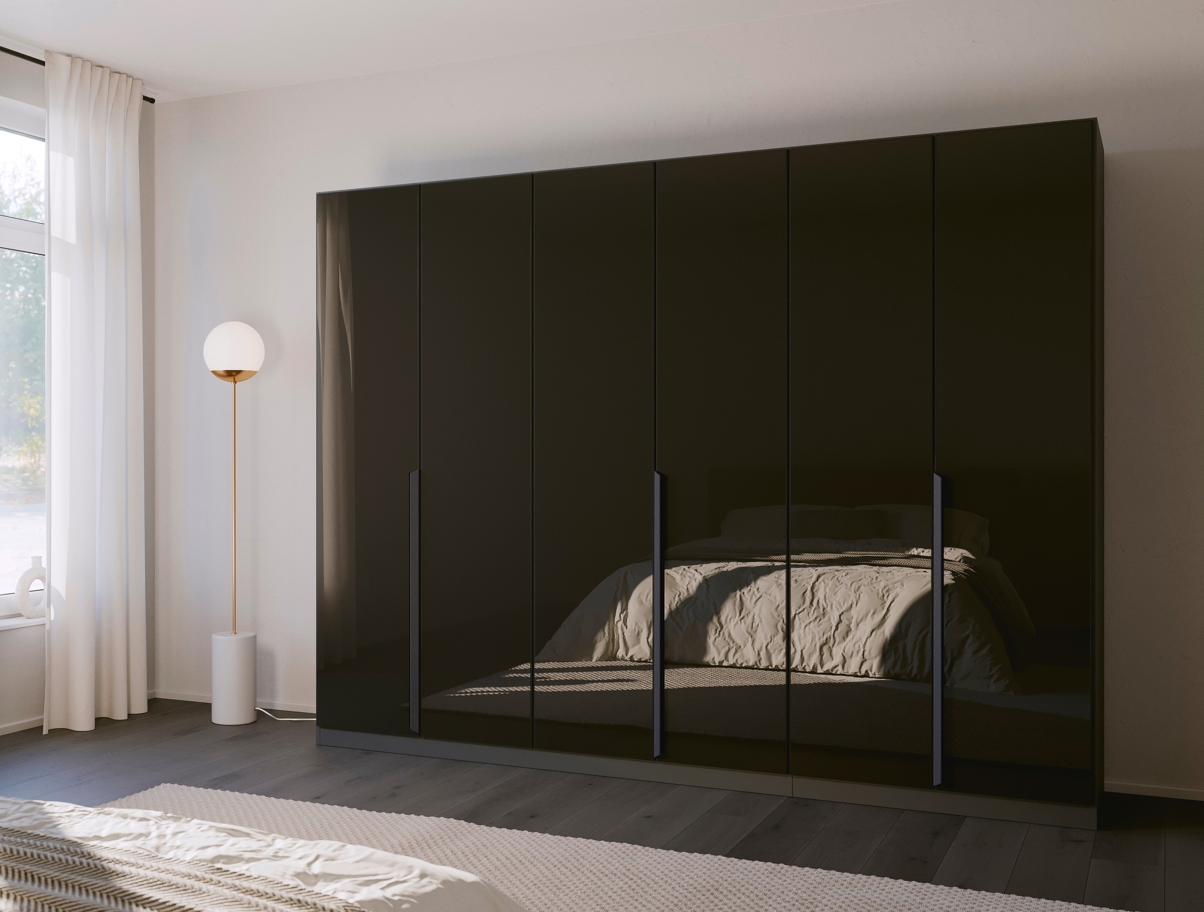 rauch Drehtürenschrank "Kleiderschrank Schrank Garderobe Ankleide MODERN BY QUADRA SPIN" Breiten: 181/226/271 cm, Höhe 210 cm, mit hochwertiger Glasfront und Stangengriff MADE IN GERMANY