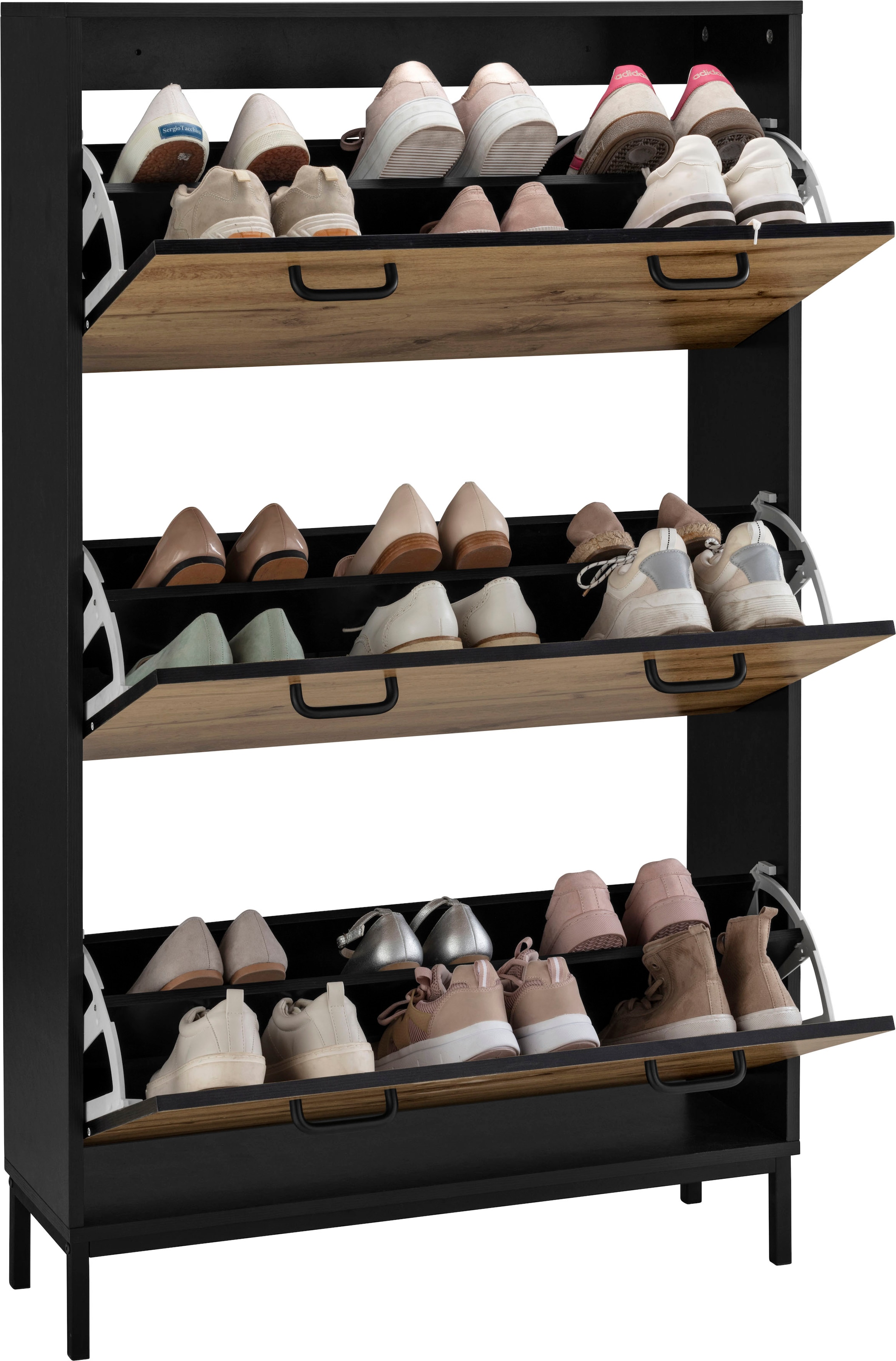 ❤ Places of Style Schuhschrank aus 80 Höhe Jelmoli-Online 3 Breite mit cm entdecken im Metall, 140 cm, »Rocco«, Klappen, Shop Griffe