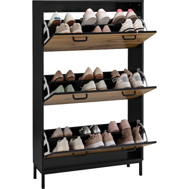 ❤ Places of Style Schuhschrank »Rocco«, mit 3 Klappen, Griffe aus Metall, Breite  80 cm, Höhe 140 cm entdecken im Jelmoli-Online Shop