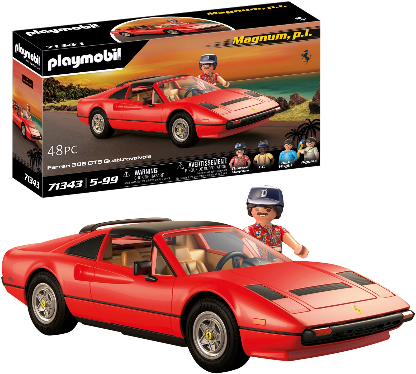 Playmobil® Konstruktions-Spielset »Magnum, p.i. Ferrari 308 GTS Quattrovalvole (71343)«, (48 St.), Made in Germany