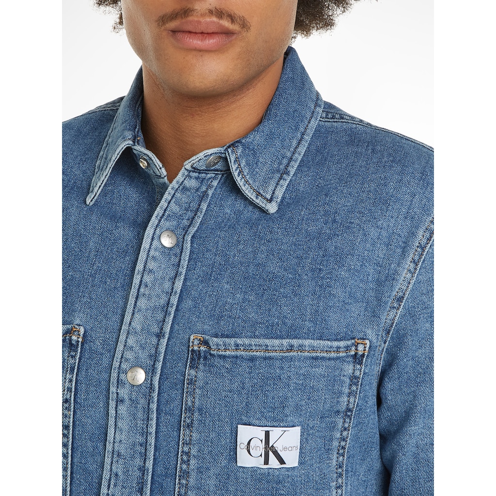 Calvin Klein Jeans Jeanshemd »LINEAR SLIM DENIM SHIRT«, mit Calvin Klein Logo-Badge