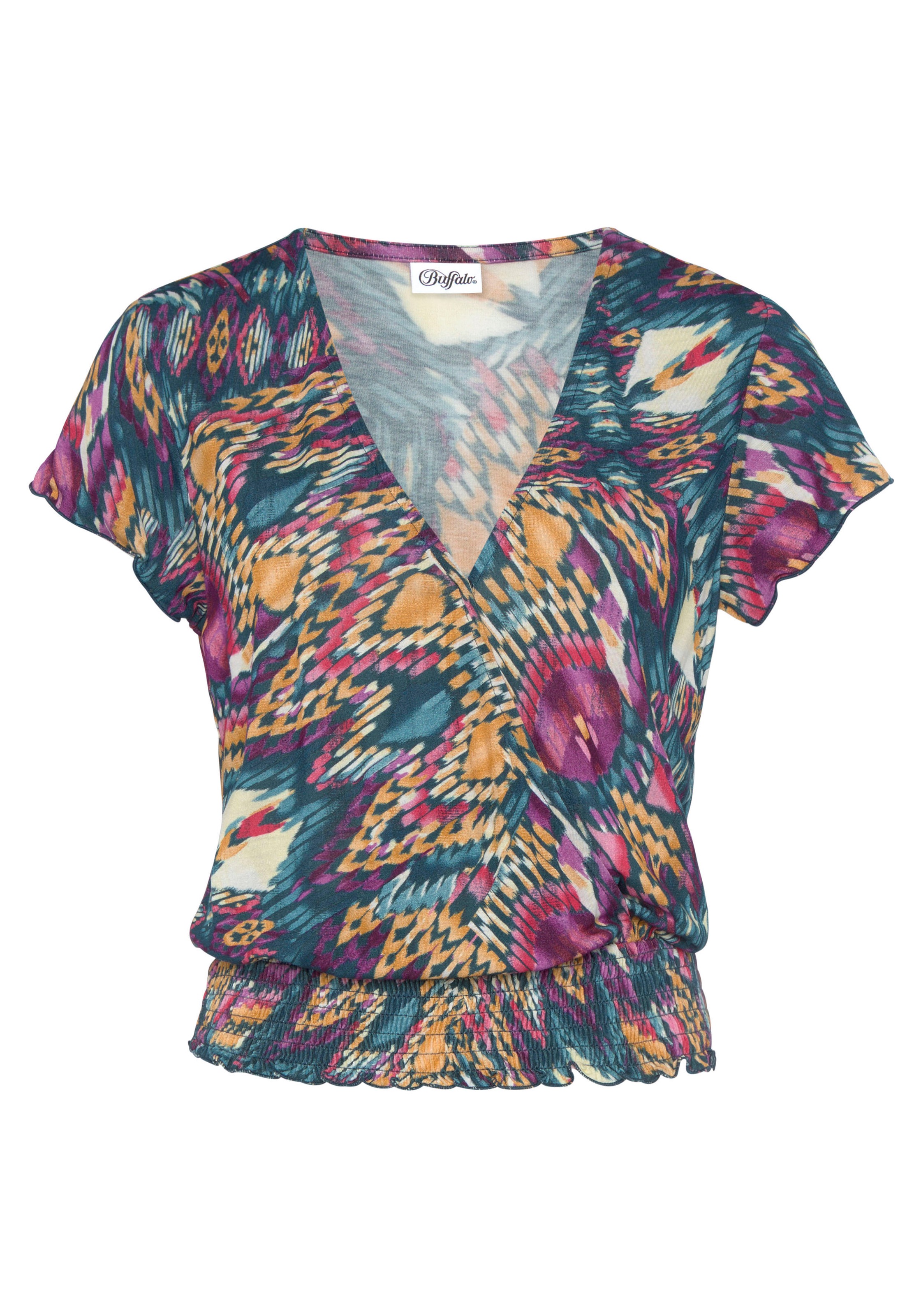 Buffalo Kurzarmshirt, mit breitem Smokbund