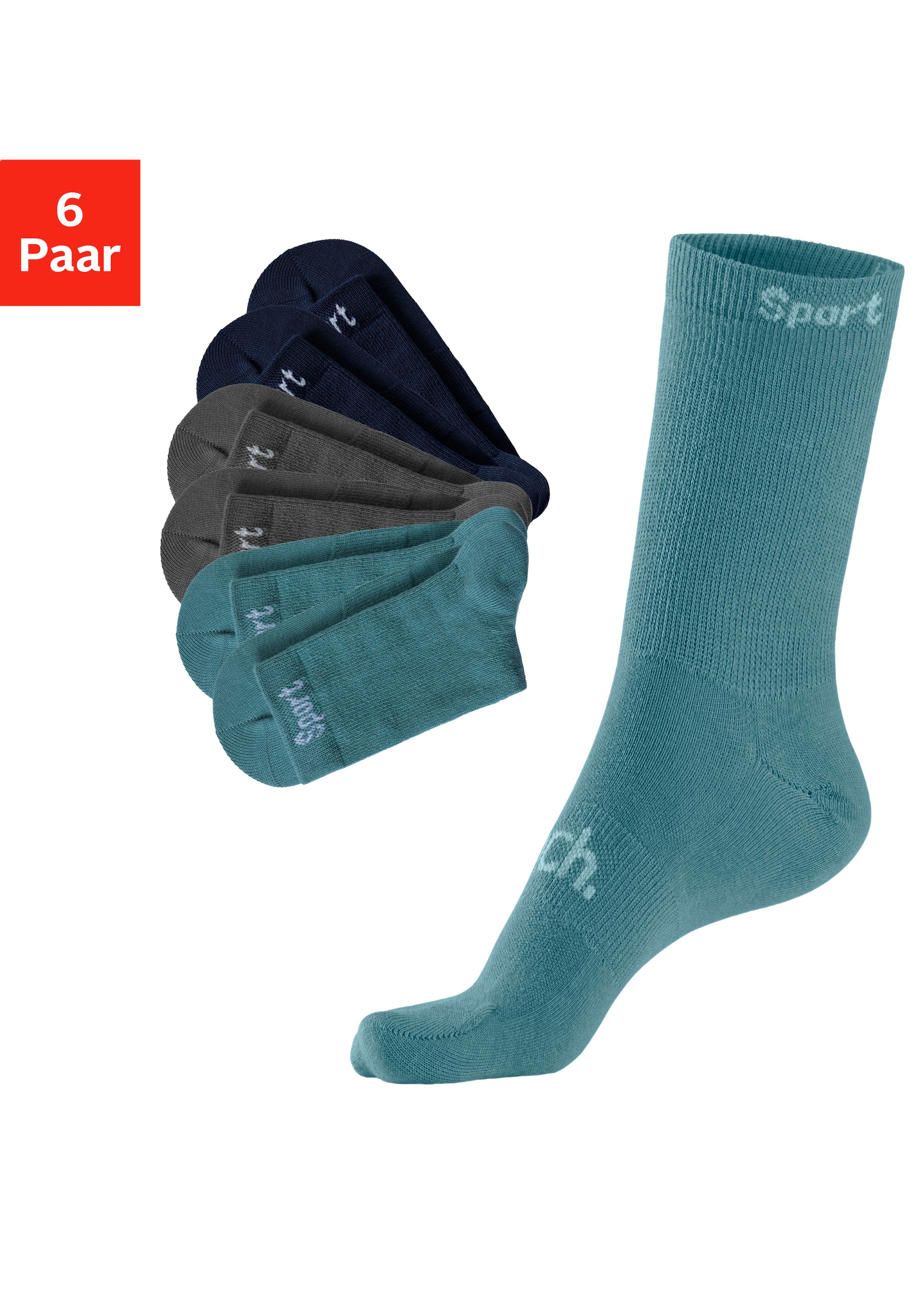 Sportsocken, (Packung, 6 Paar), mit antibakterieller Feuchtigkeitsregulierung