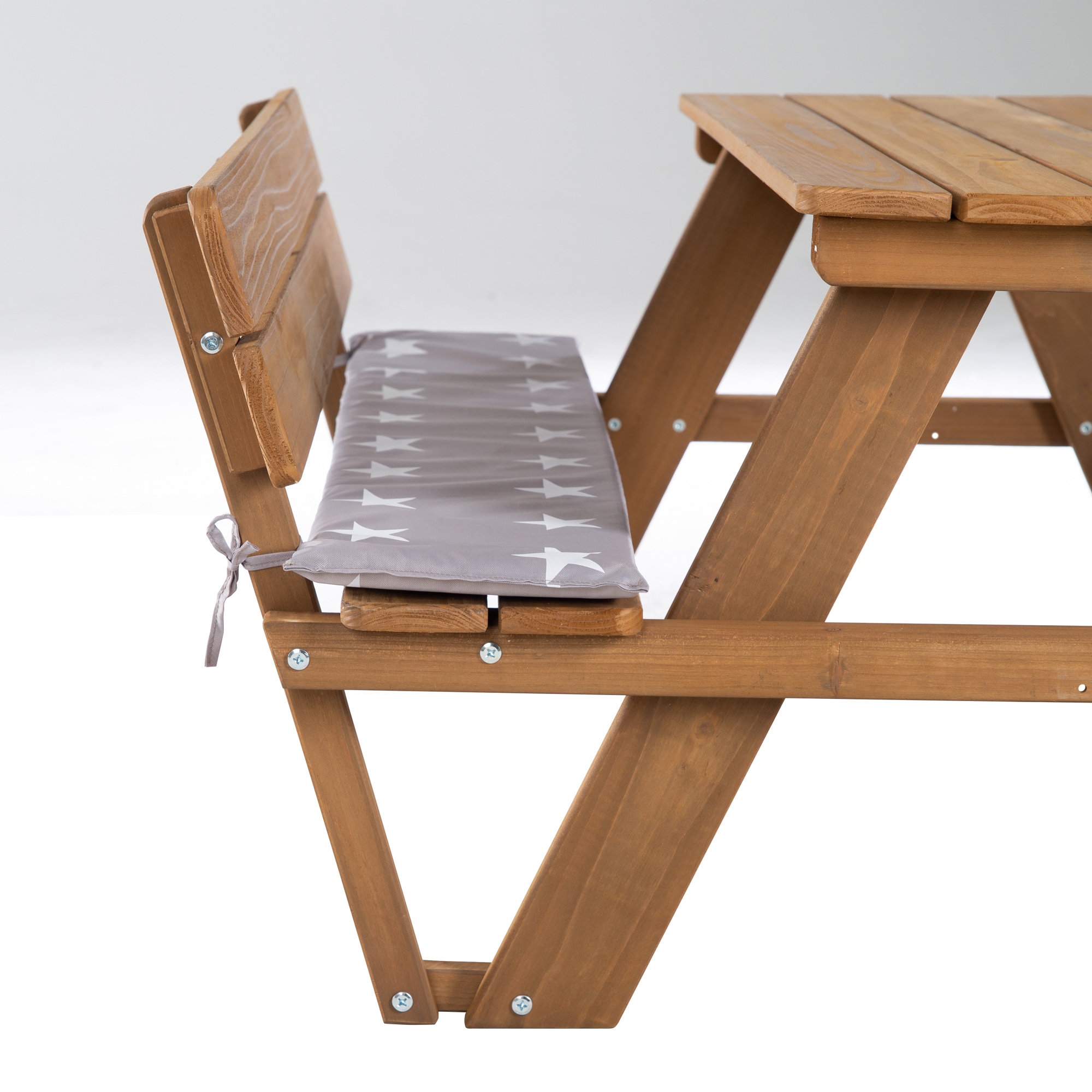 roba® Kindersitzgruppe »Picknick for 4 Outdoor +, Teakholz-Optik«, (Set), mit Lehne; inklusive Sitzauflagen Â»Little StarsÂ«