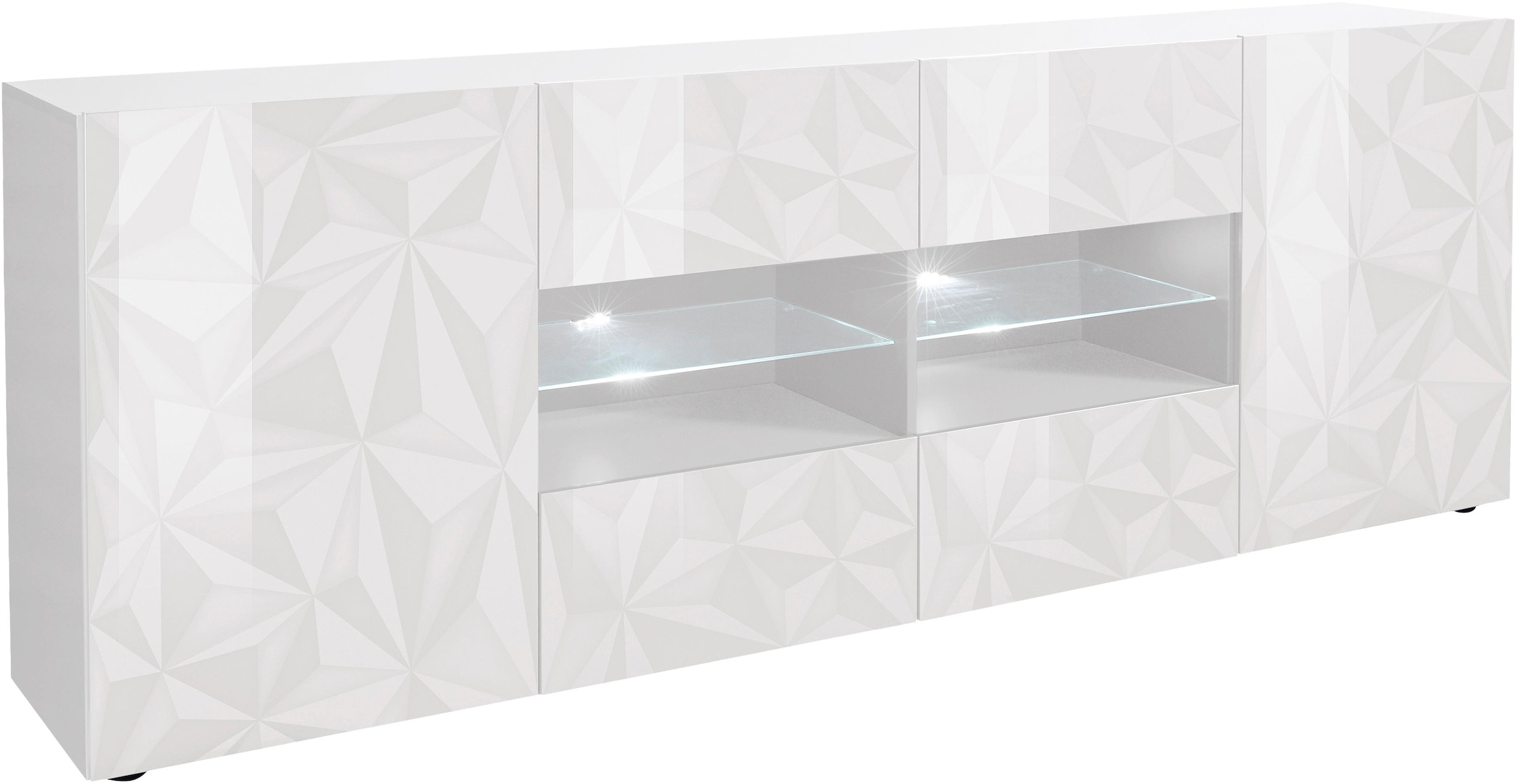 INOSIGN Sideboard »Prisma Breite 241, Kommode 2 Türen, 4 Schubkästen, Anrichte«, Front mit elegantem Siebdruck, grifflos, viel Stauraum