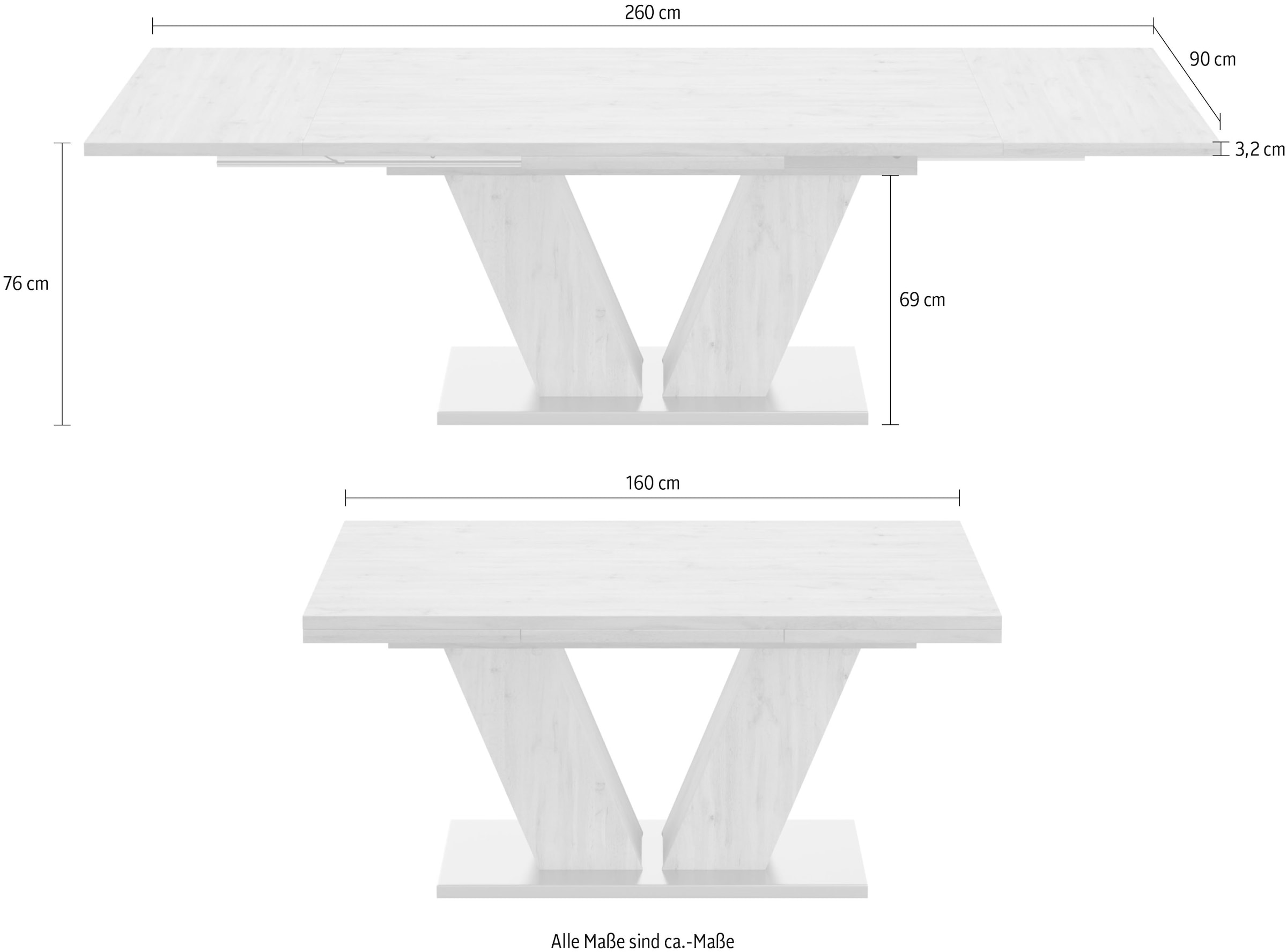 Mäusbacher Esstisch »Komfort D«, mit V-Gestell in asteichefarben und mit  Auszug, Breite 160-260 cm online bestellen | Jelmoli-Versand