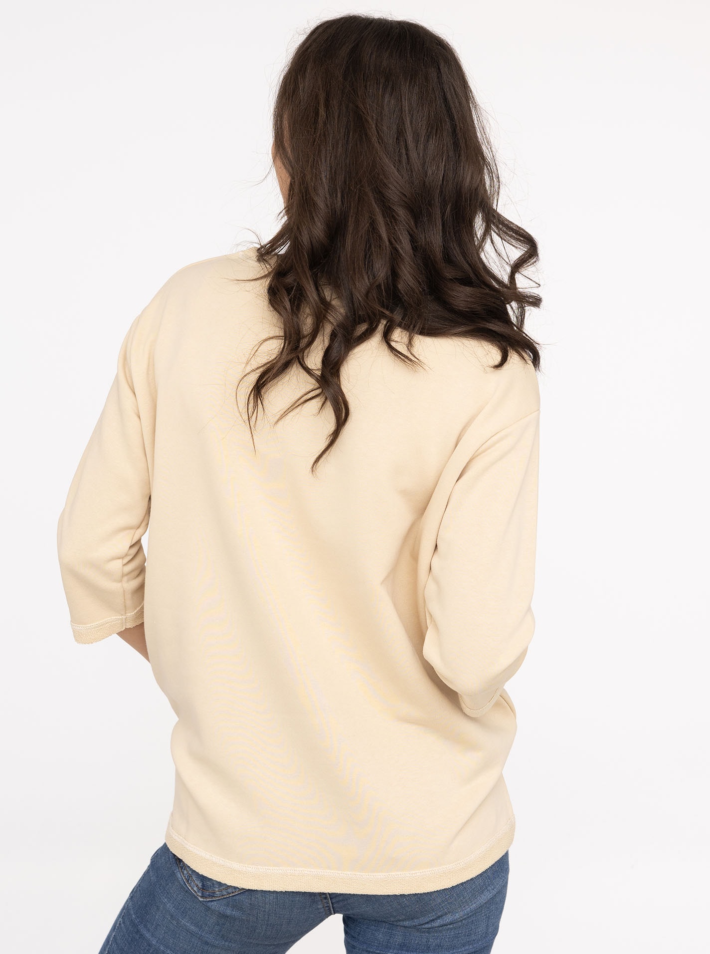 Zwillingsherz Langarmshirt »"Happy"«, 3/4-Arm, Rundhalsausschnitt, Stickerei