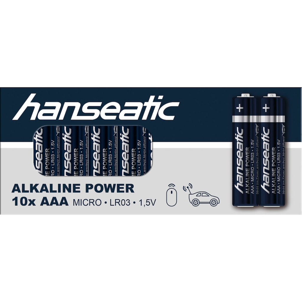 Hanseatic Batterie »20er Pack Alkaline Power, AAA Micro«, LR03, (Packung, 20 St.)