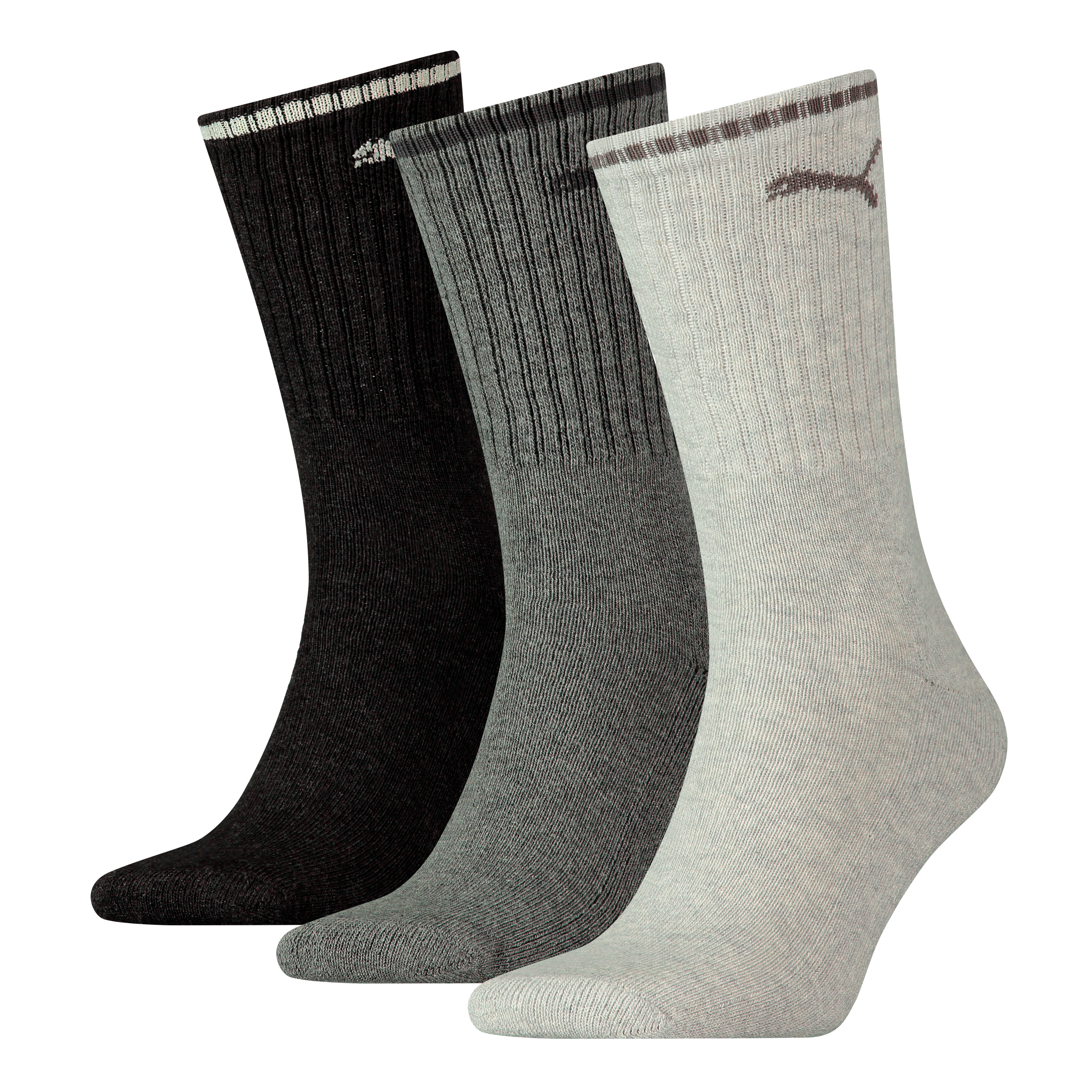 PUMA Socken "PUMA UNISEX STRIPED CREW SOCK 3P" 3 Paar, 3 Stk. tlg. Komfort-Bund, Frottee-Polsterung, flache Zehennaht
