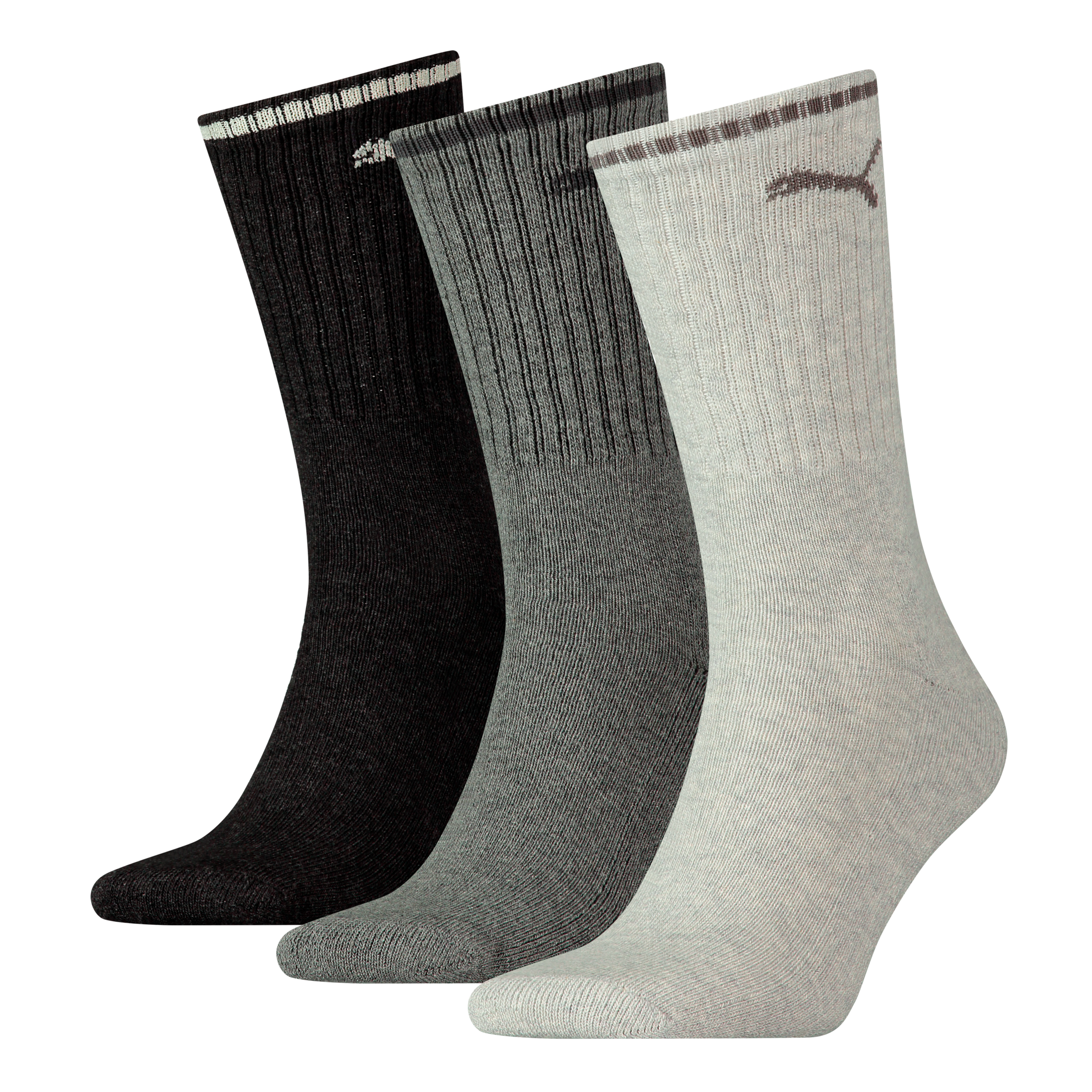 PUMA Sportsocken "PUMA UNISEX STRIPED CREW SOCK" 3 Stk. tlg. Komfort-Bund, Frottee-Polsterung, flache Zehennaht