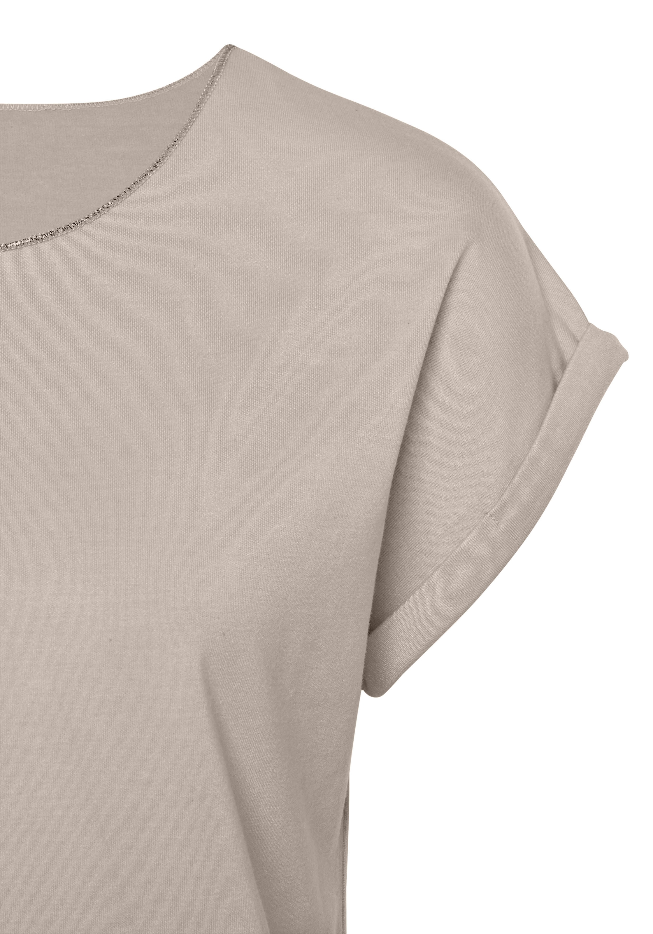 LASCANA T-Shirt, mit eleganten Glitzerabschlüssen