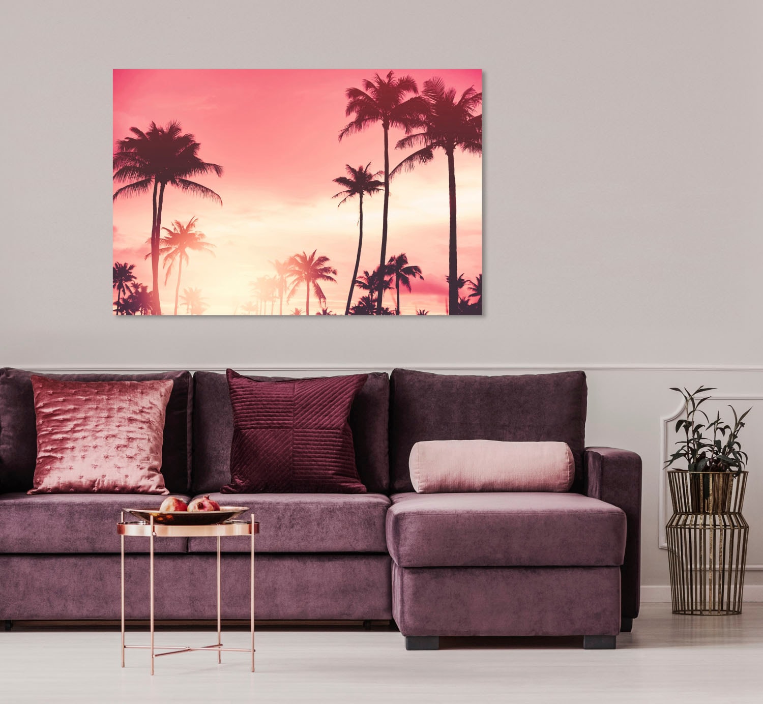 Shop Jelmoli-Online Acrylglasbild im im ordern »Palmen Sonnenuntergang« queence ❤