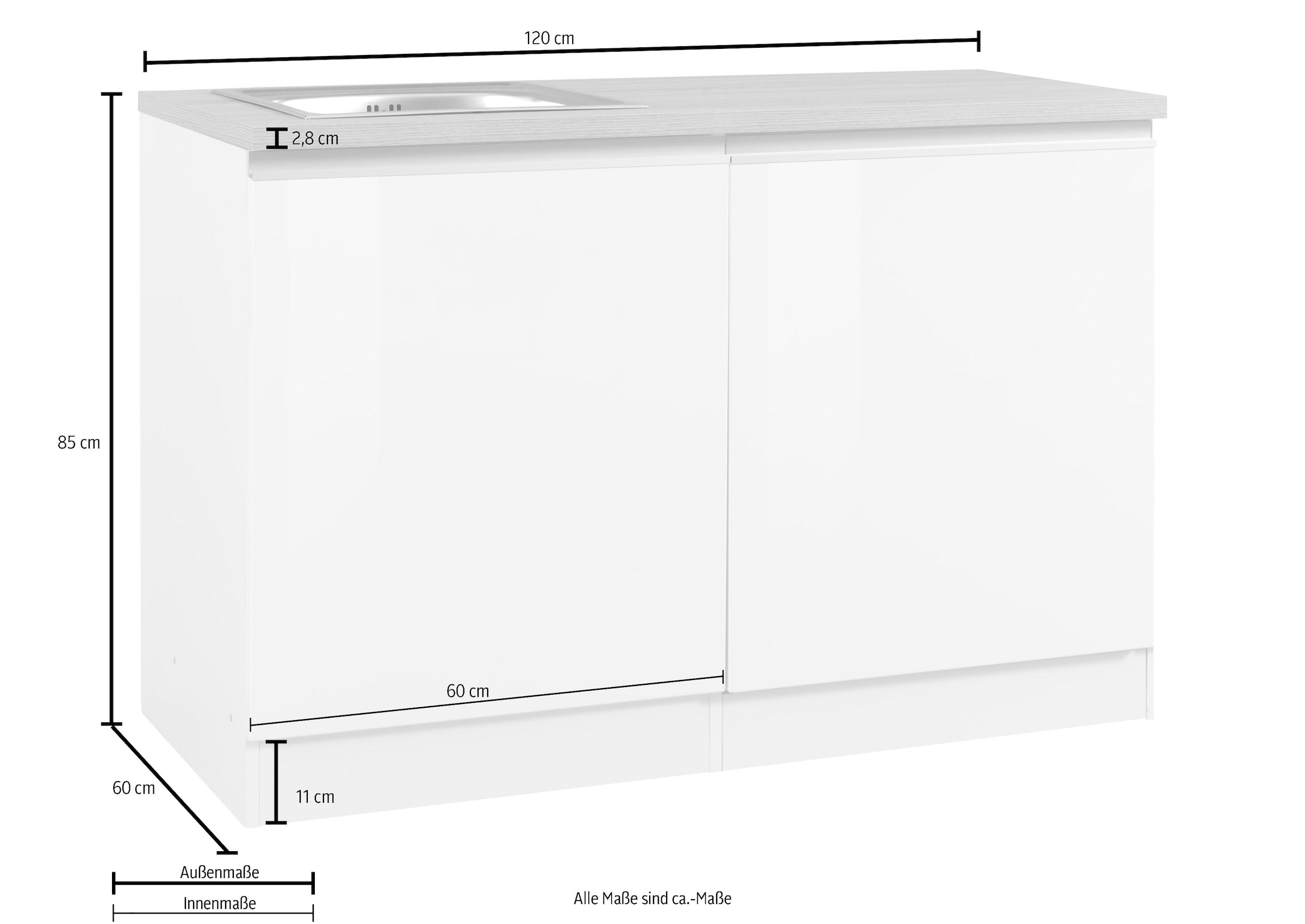 HELD MÖBEL Spülenschrank »Ohio«, Breite 120 cm, mit Tür/Sockel für Geschirrspüler