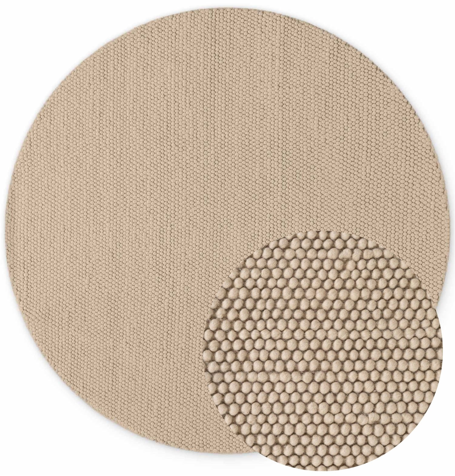 Ted Baker Richmond Wool Rug Diana Living Room in Light Beige | Size: 200cm diameter