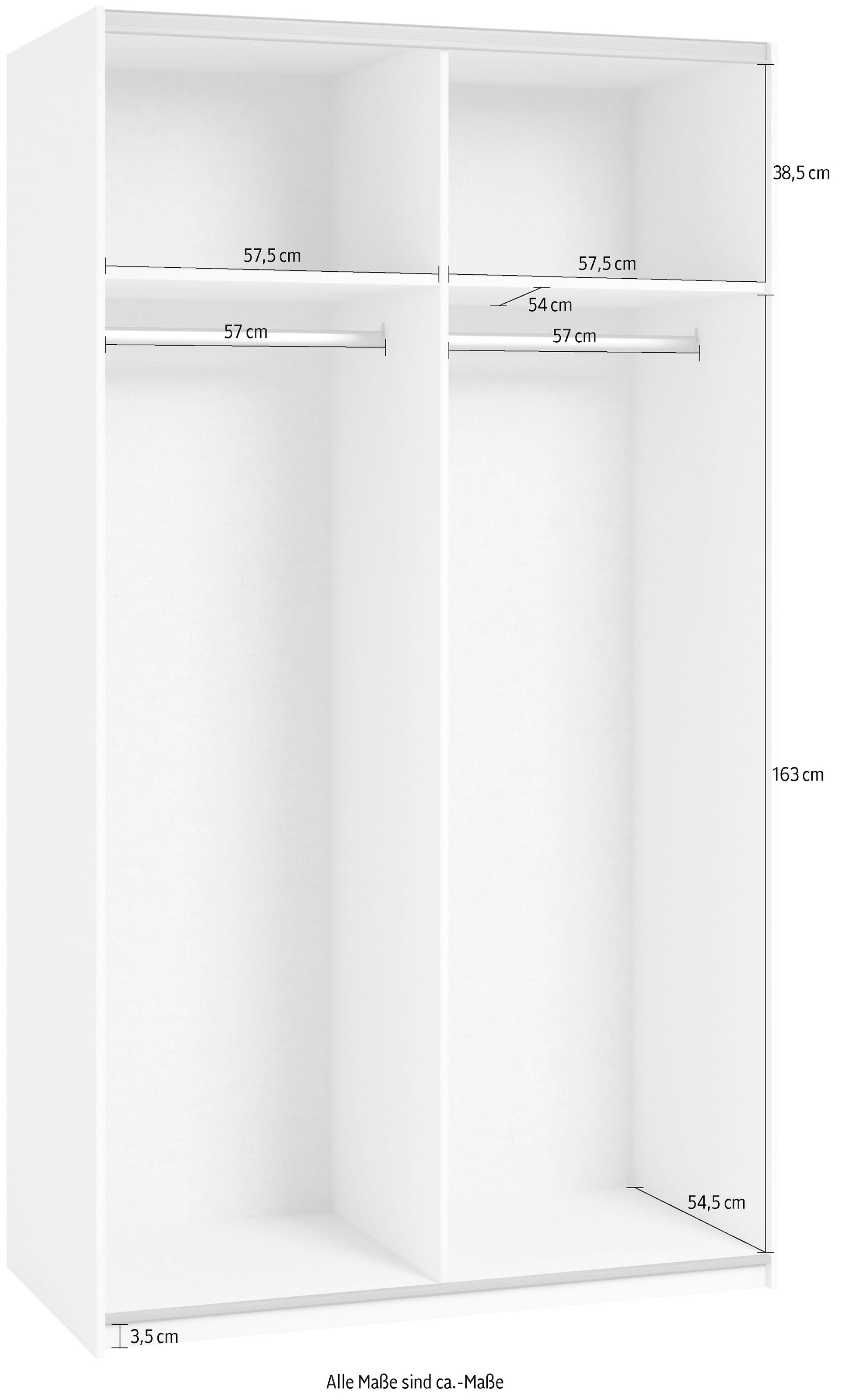 Home affaire Kleiderschrank »Eastvale, 120x64x210cm, ideal für kleine Räume oder Nischen«, Schrank mit Schwebetüren, FSC-zertifiziert, Metallgriffe