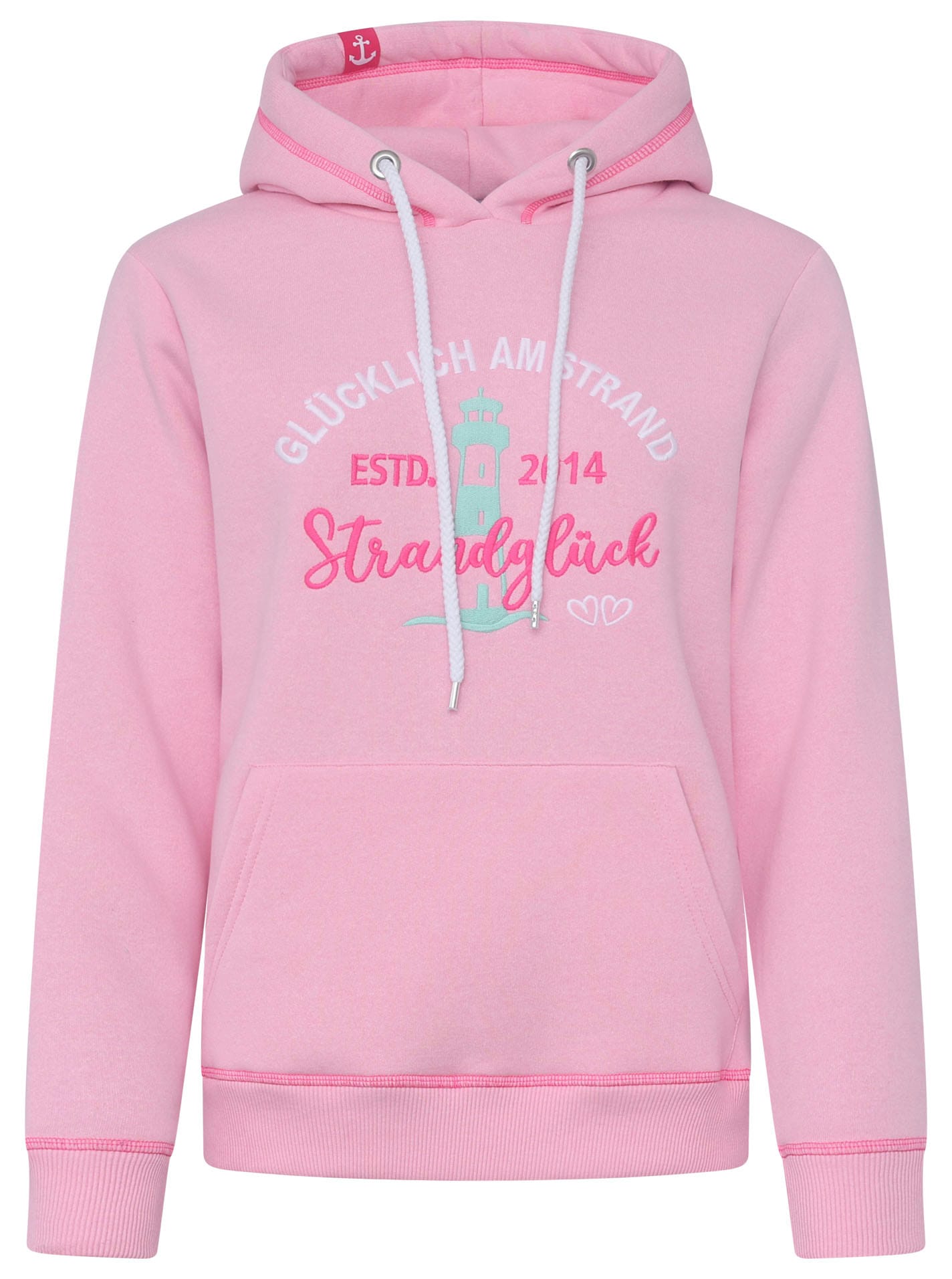 Zwillingsherz Hoodie »"Glücklich am Strand"«, mit maritimer Stickerei, Kängurutaschen