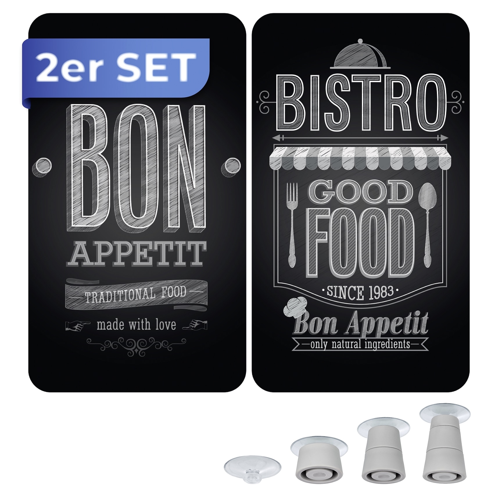 Maximex Herd-Abdeckplatte »Universal Modell Bon Appetit«, (Set, 2 tlg.), Herdabdeckung für alle Herdarten, kratzfest, mit rutschfesten Füssen
