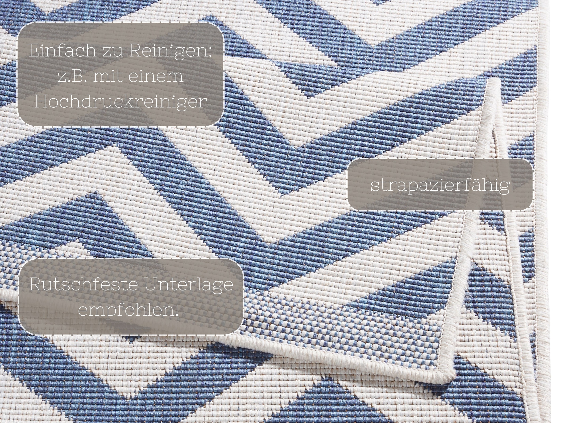 NORTHRUGS Teppich »Palma Wendeteppich«, rechteckig, 5 mm Höhe, In-& Outdoor, Wetterfest, Balkon, Läufer, Wohnzimmer, Wasserfest